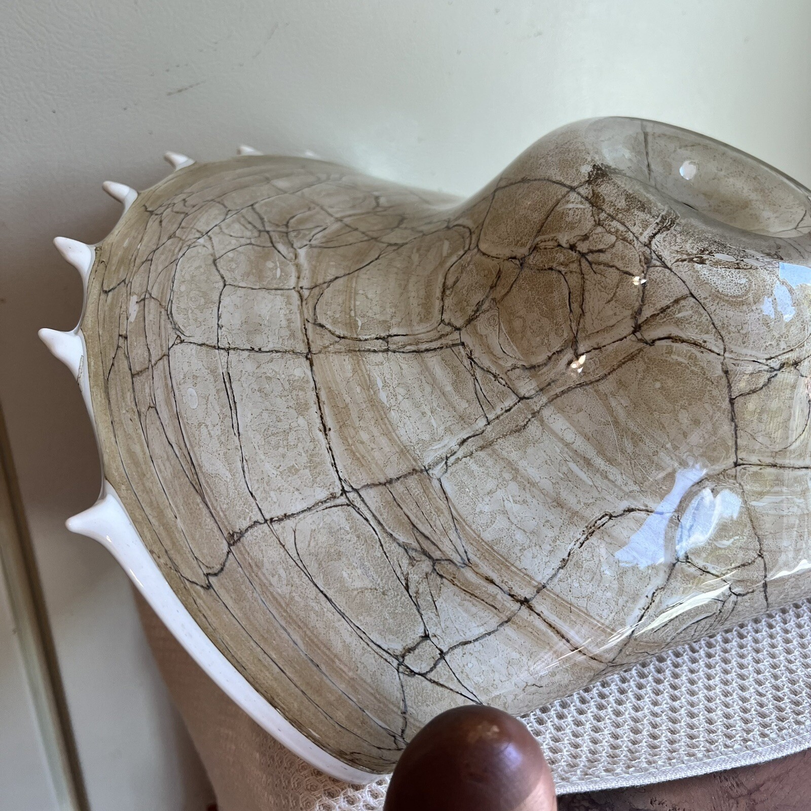 Krosno Jozefina Hand Blown Shell Centerpiece Bowl Large 20” Made In Poland
