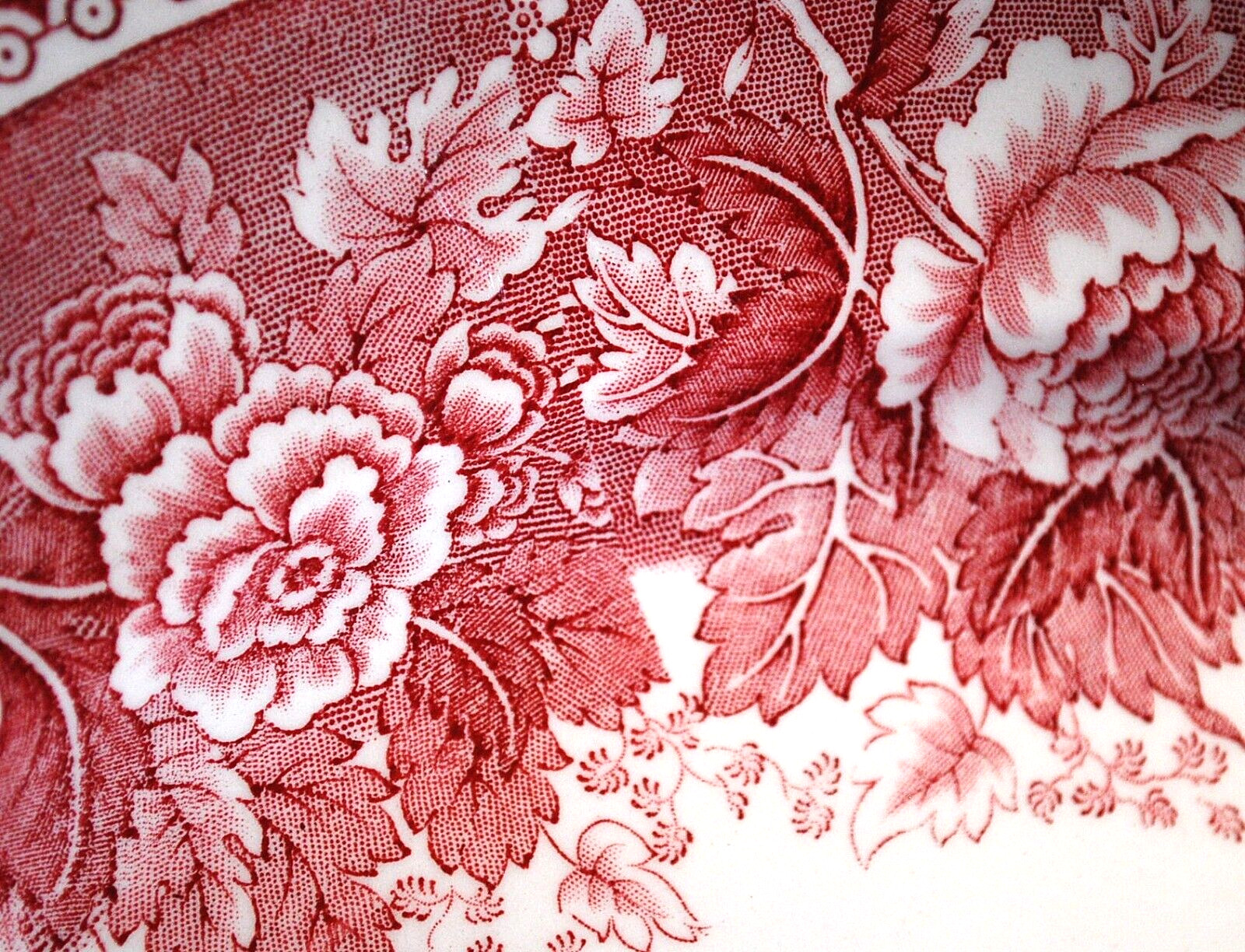 Vtg ‘LANDSCAPE RED’ 14″ Round Chop Plate Platter ARABIA FINLAND Transferware Exc