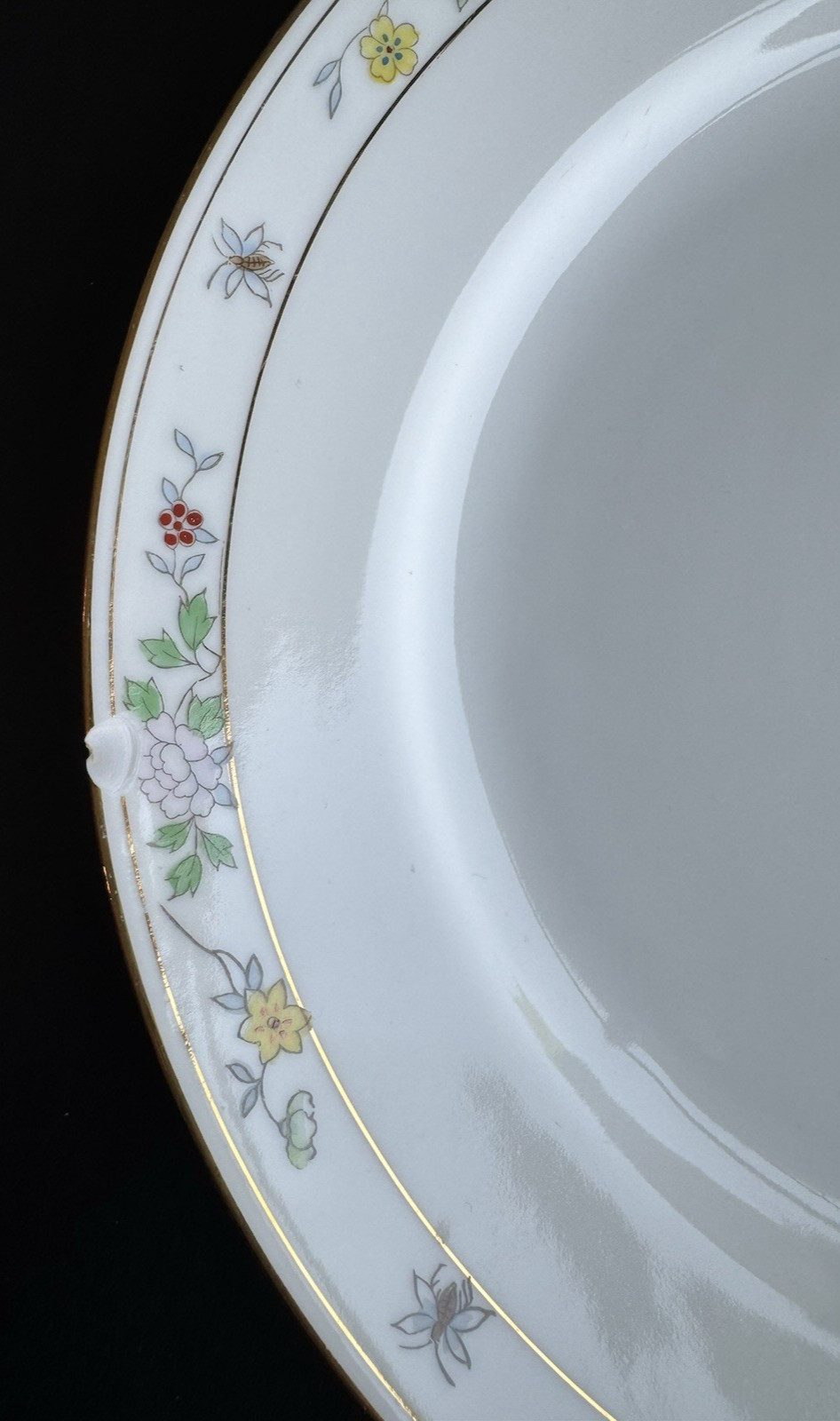 Noritake N1611 Field Japan (6) Dinner Plates Flowers Bees Rare Gold Hand Painted