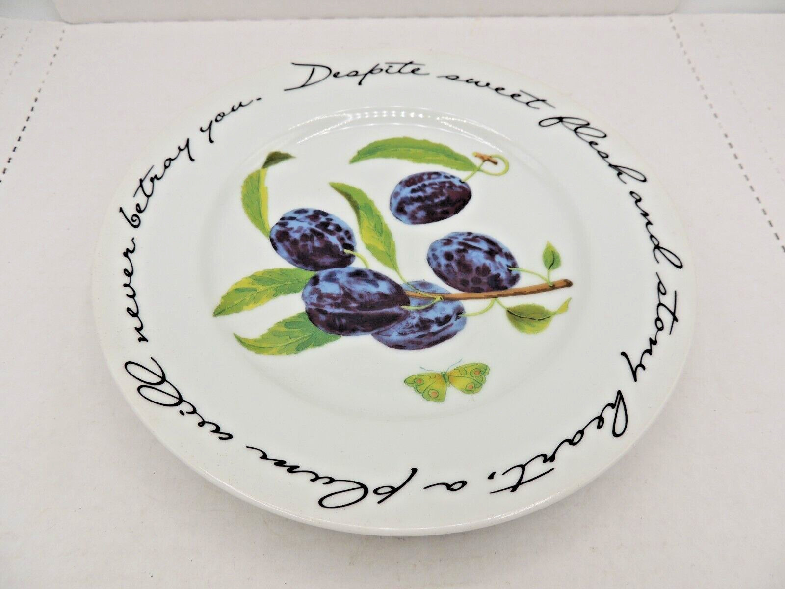 3 Williams Sonoma Orchard Suite Salad Plates Peach Plum Cherries