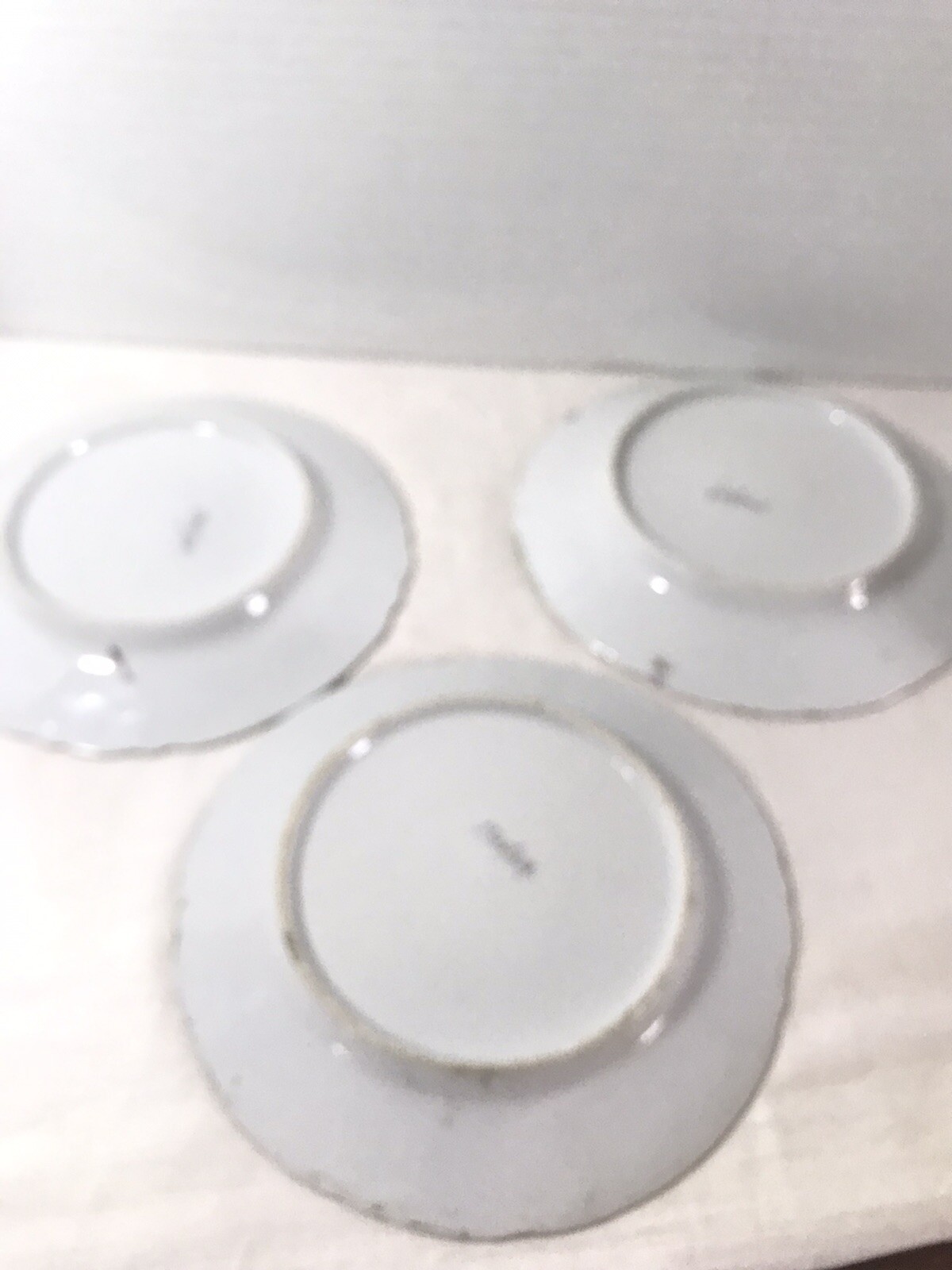 3 Antique Gold Trim Victorian Romantic Bread Plates 6.5 Inches