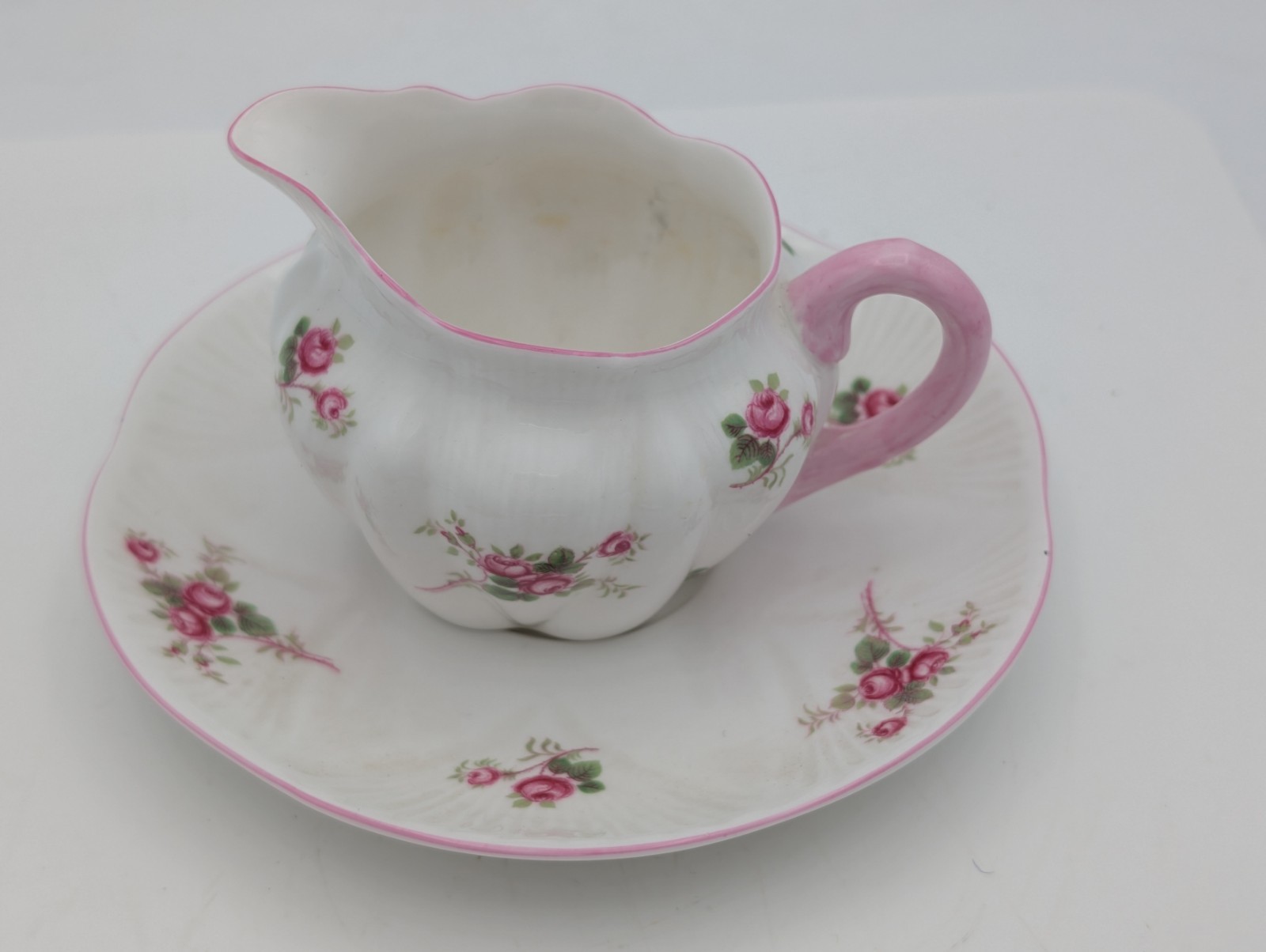 Vintage Shelley England Bridal Rose Spray 13545 Bone China Creamer and Saucer