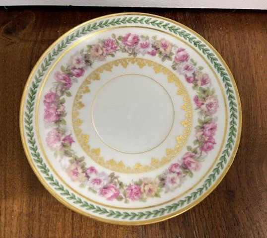 Antique GDA CF Haviland Limoges Two-Handled Cream Soup Bouillon Cup & Saucer