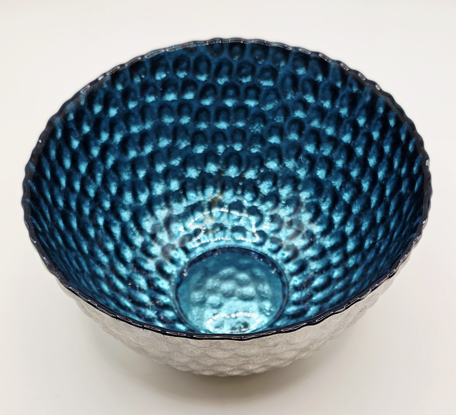 Vintage Textured Art Glass Dessert Bowls Lot of 3 Blue Green Purple