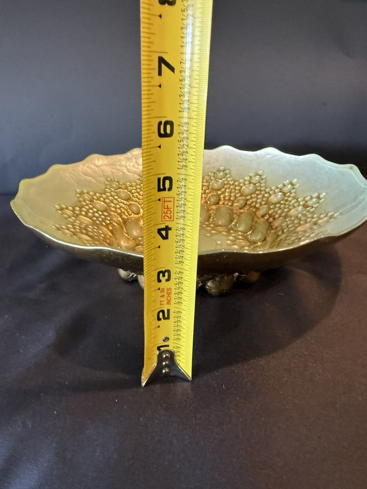 Red Pomegranate Gilded Moroccan Turquoise Green Blue Gold Bubble Glass Bowl 12″
