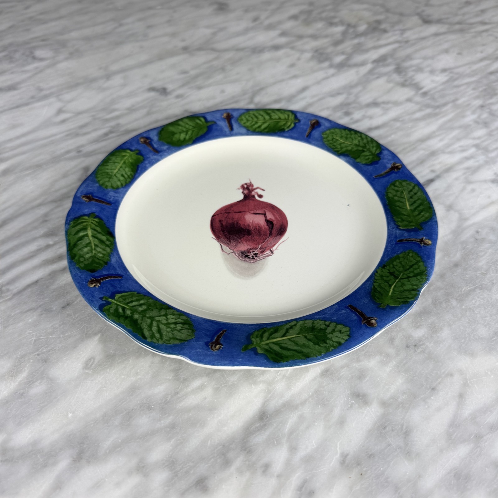Set Of 6 POIVRE ET SEL BLUE Salad Plates 8.75″ Vintage Faiencerie De Gien France