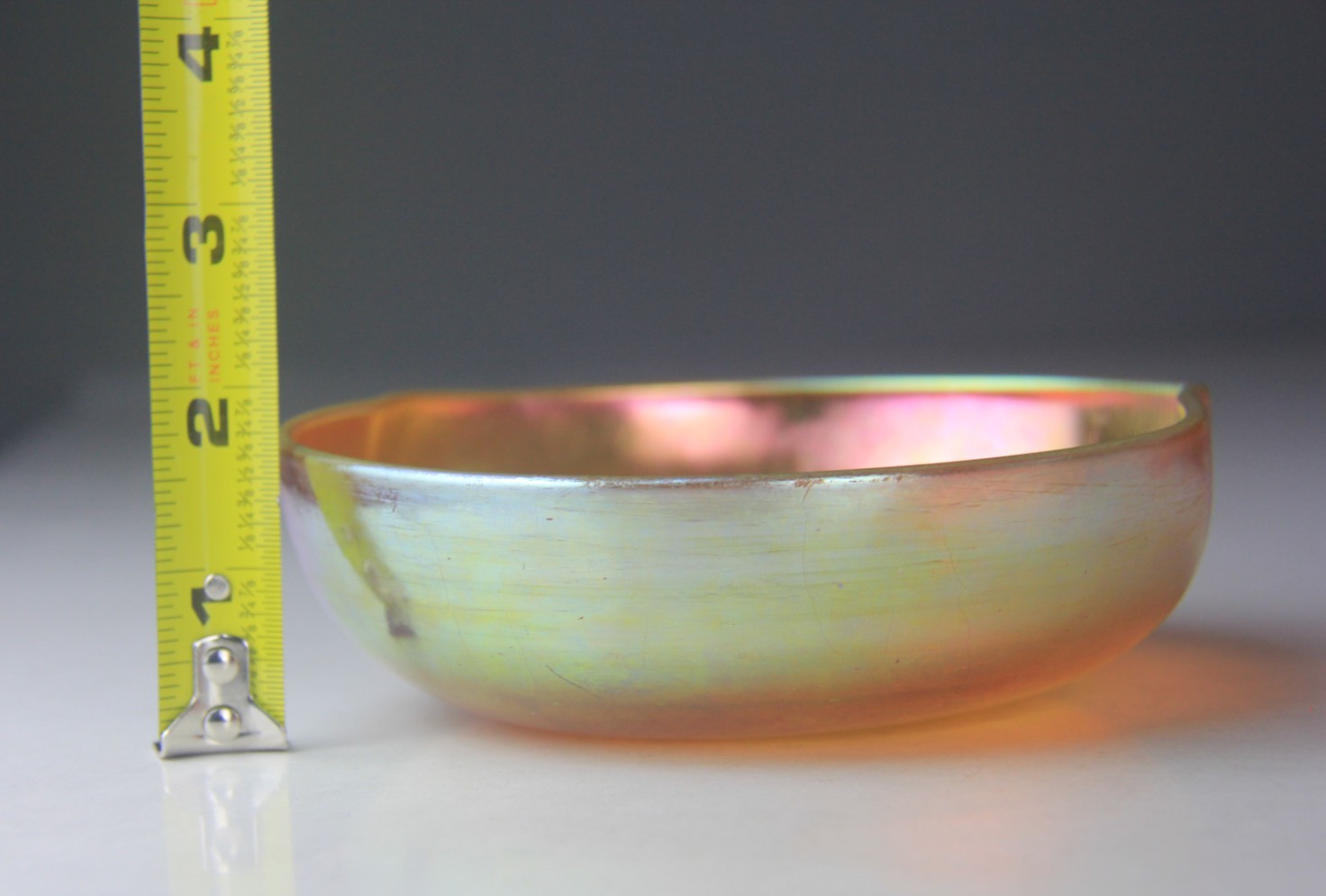 Antique Kew-Blas Gold Iridescent Bowl with Pinched Sides Signed!