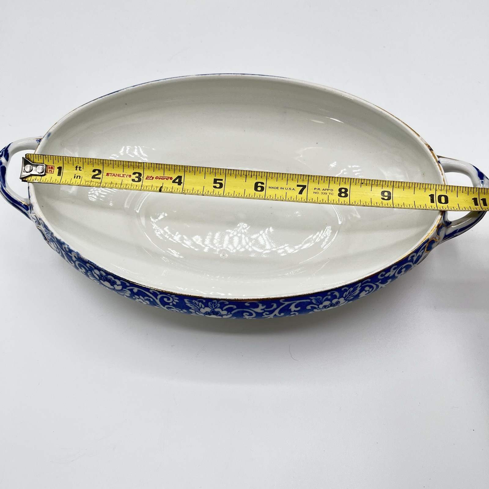 Wood And Sons England Burlington Covered Dish Blue White Discontinued Antique