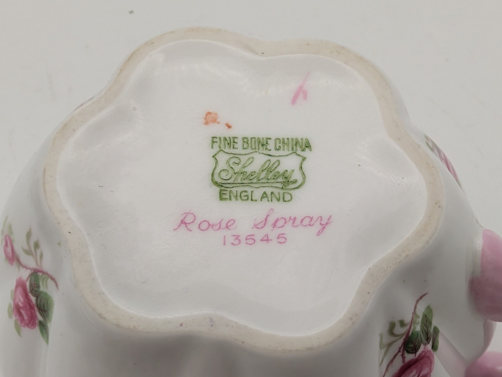 Vintage Shelley England Bridal Rose Spray 13545 Bone China Creamer and Saucer
