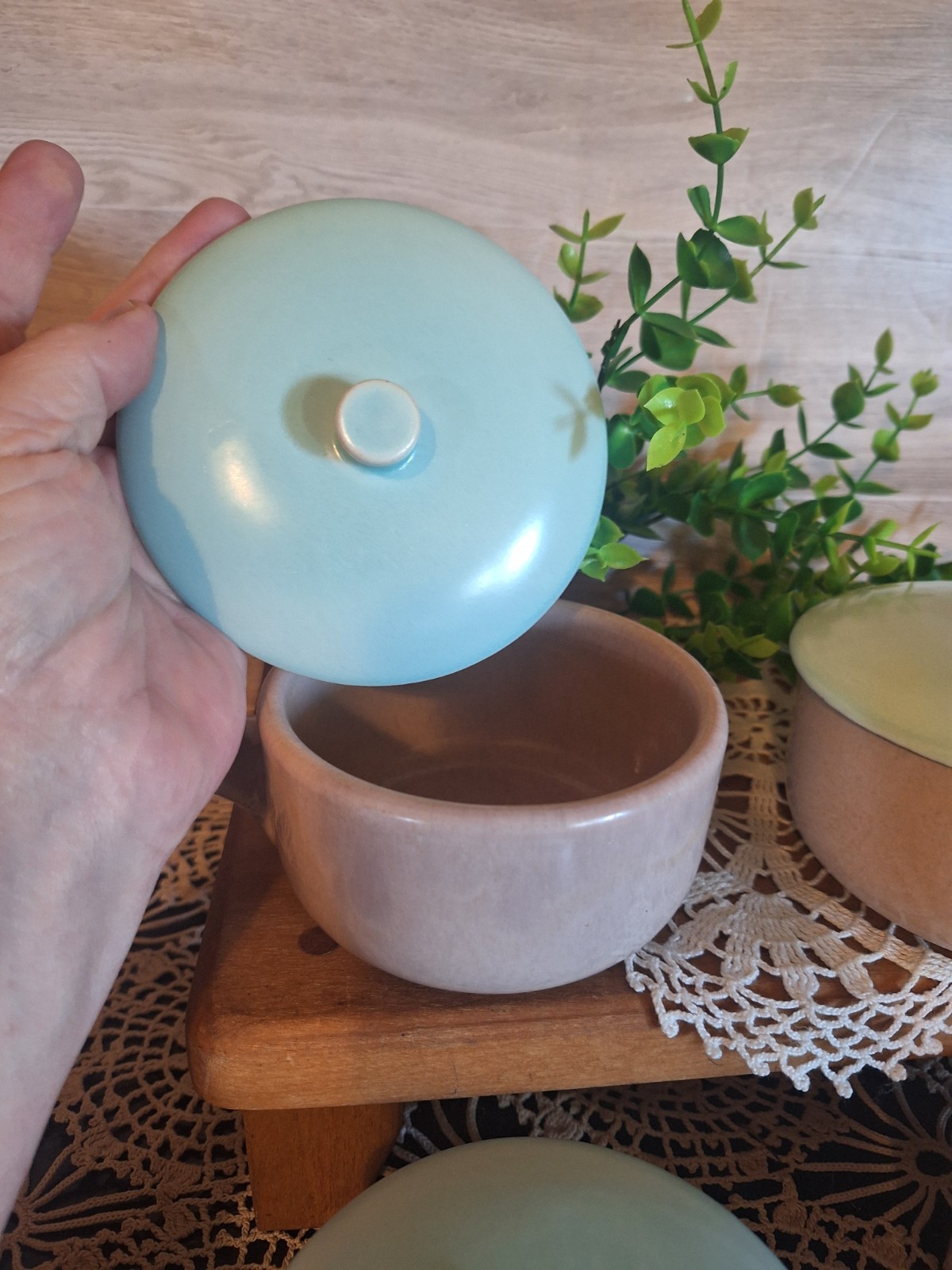 Set of 4 Vntg. La Solana Pottery Soup Crocks with handles, Chili Bowls,…