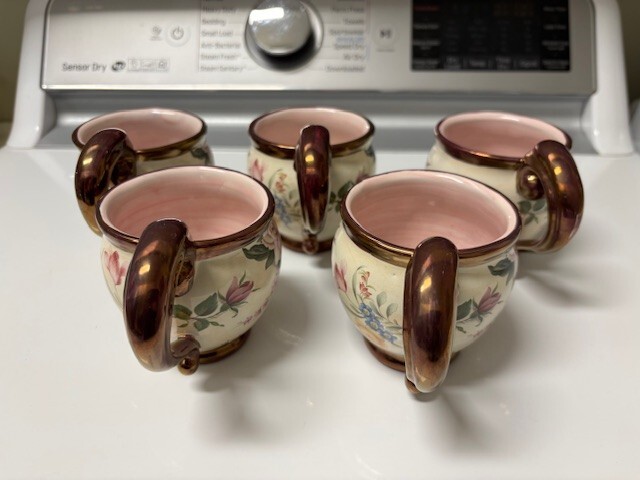MCKENZIE CHILDS CHELSEA LUSTER TEA CUPS 2003 RARE LOT OF 5