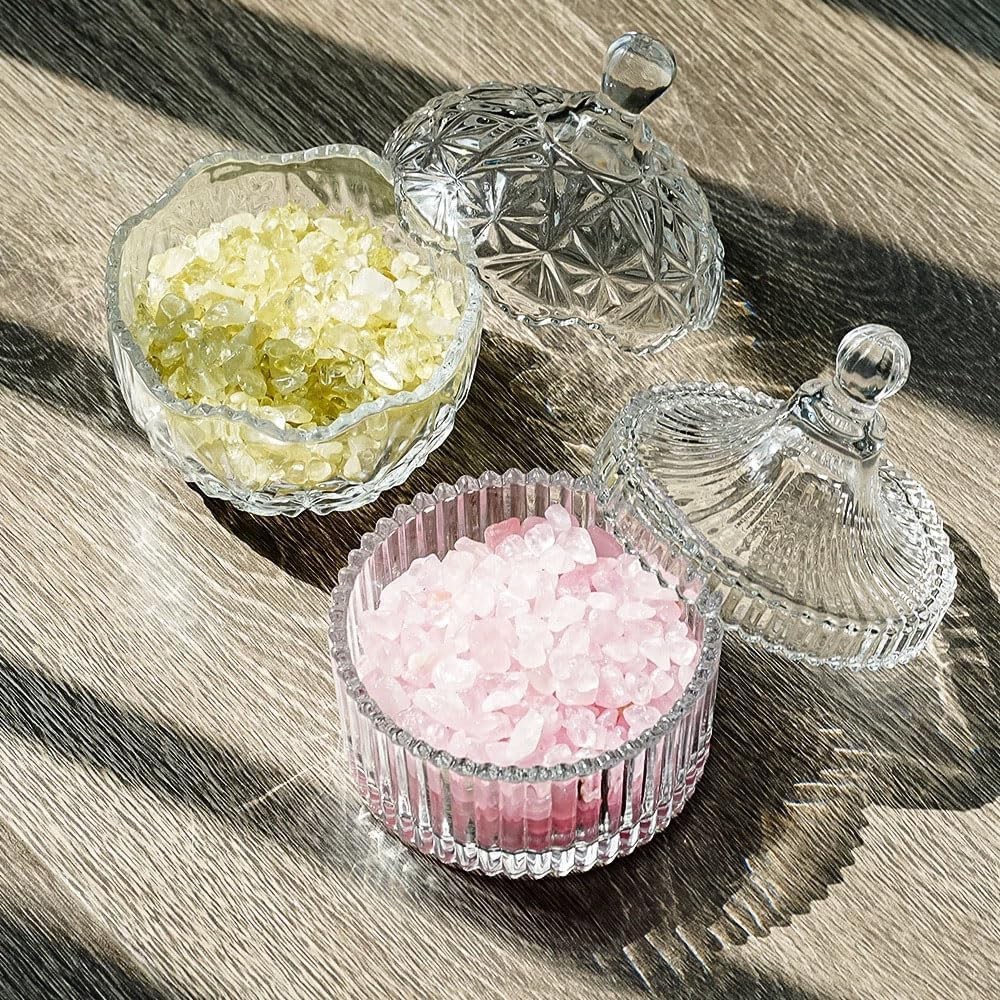 Glass Candy Dish with Lid, Vintage Candy Jars for Buffet Easter Cookie Server…