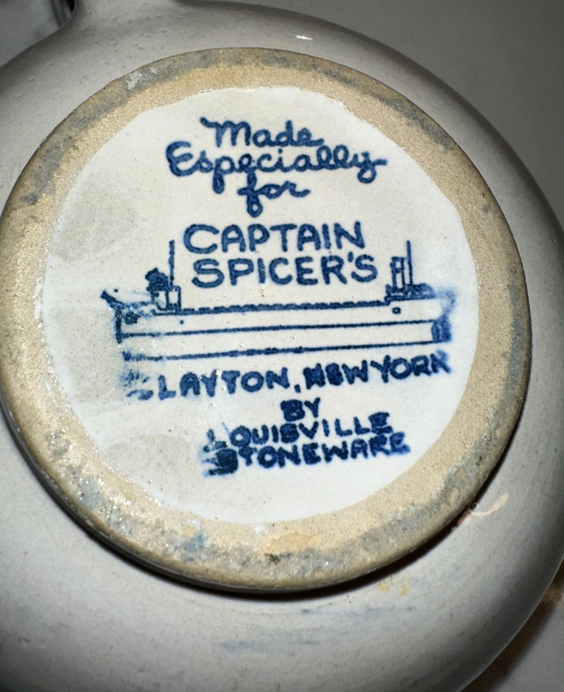 Louisville Pottery Captain Spicer’s Stoneware Jumbo Mug for Clayton New York cup