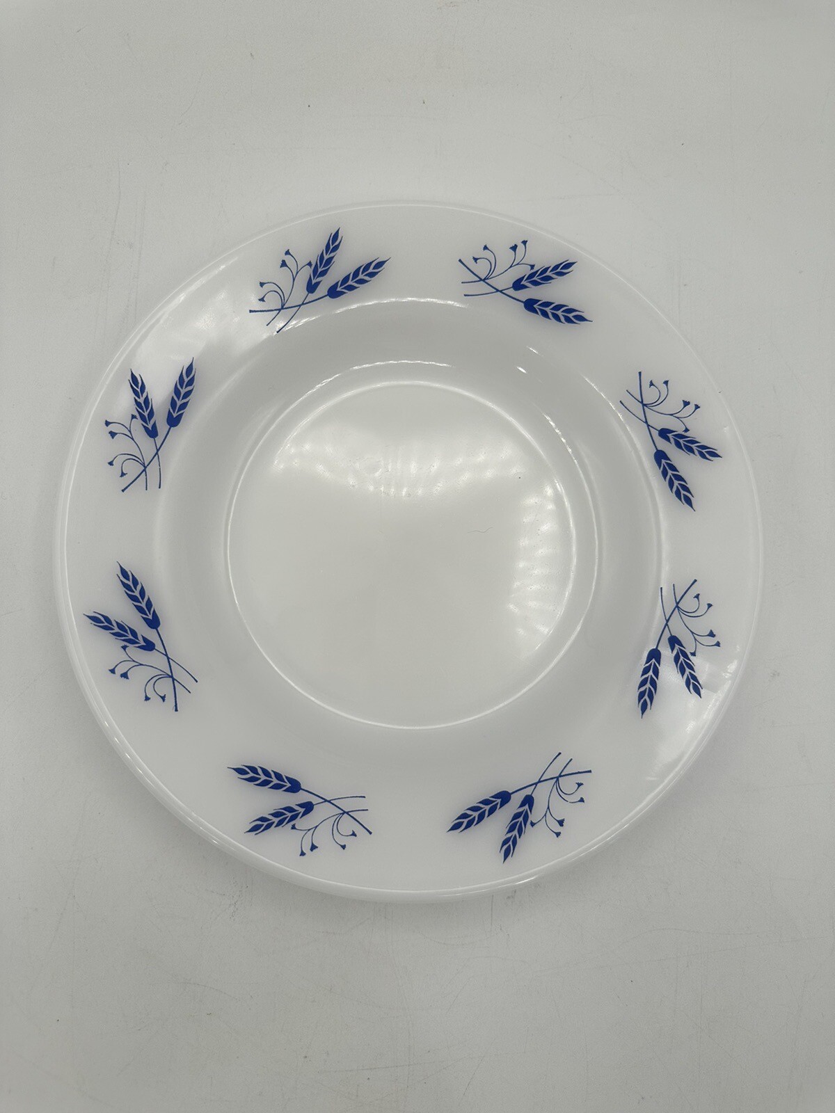 Colorex 54AB Milk Glass 9” Dinner Plate Vintage Blue Wheat Pattern Portugal
