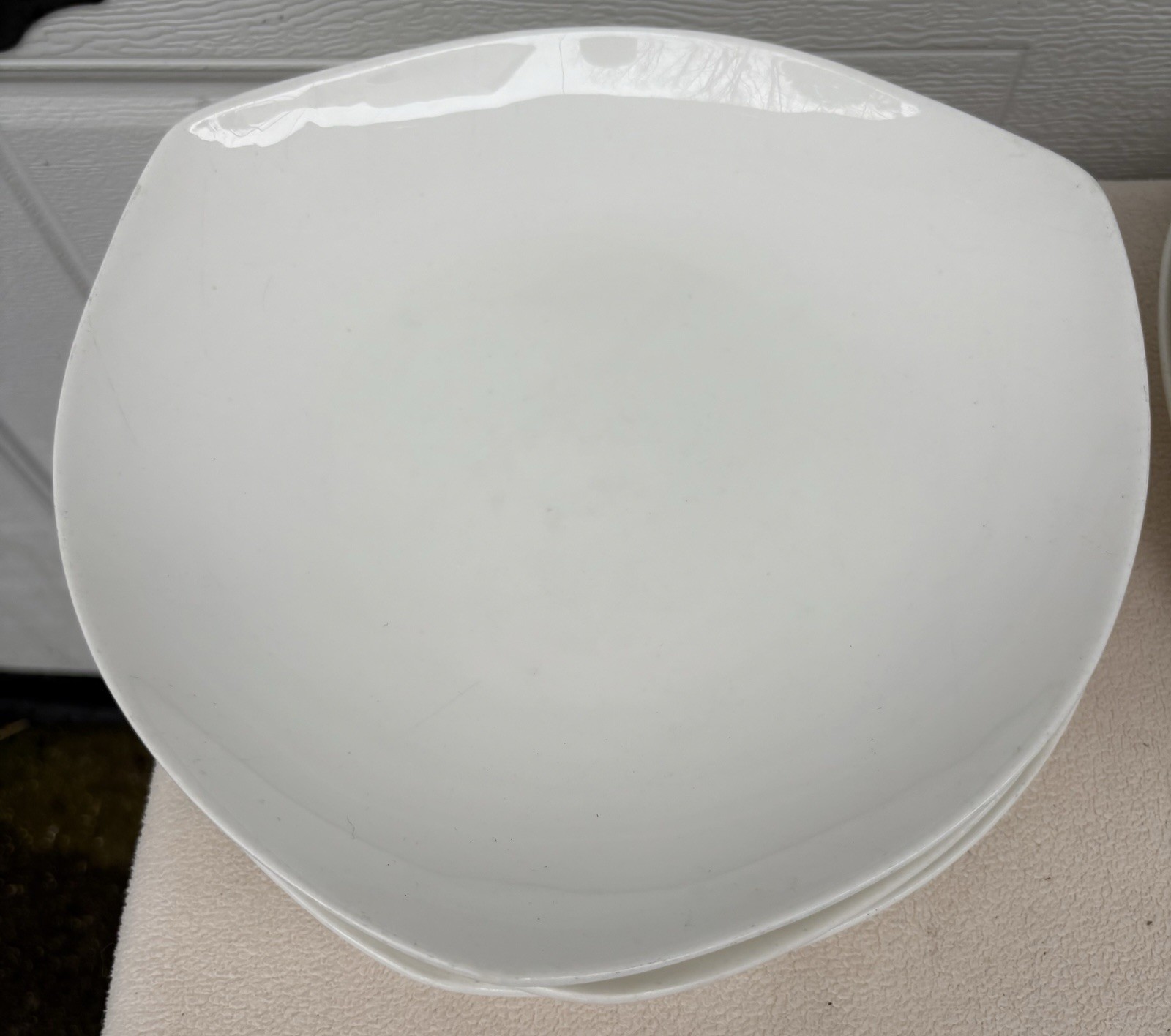 Fortessa Fortaluxe Super White Asymmetrical Triangle Dinner Plates 6ct Set RARE