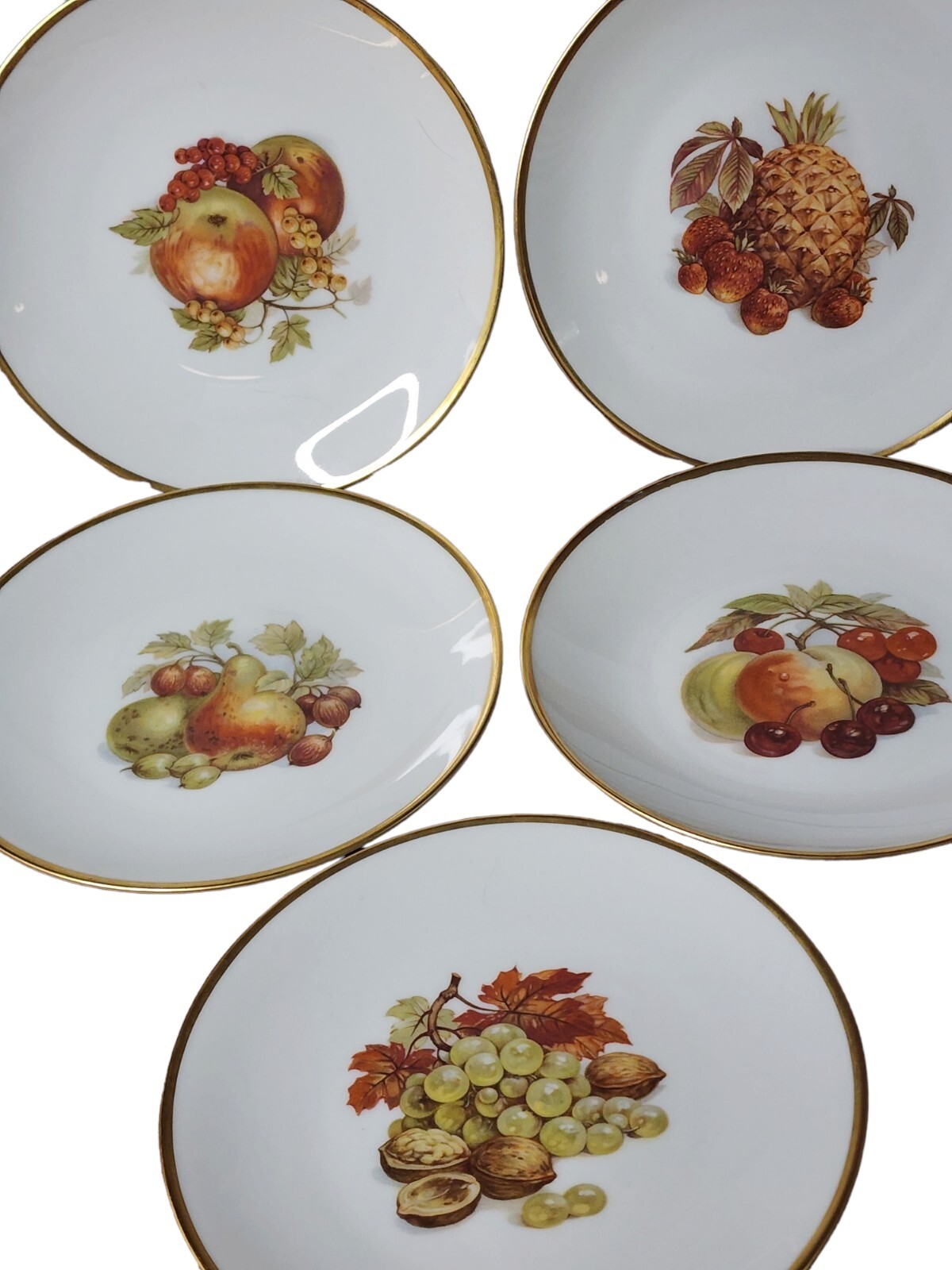 Alboth & Kaiser Fruit Plates Bavaria 6.5 in Set Of 5 Vintage Farmhouse Decore