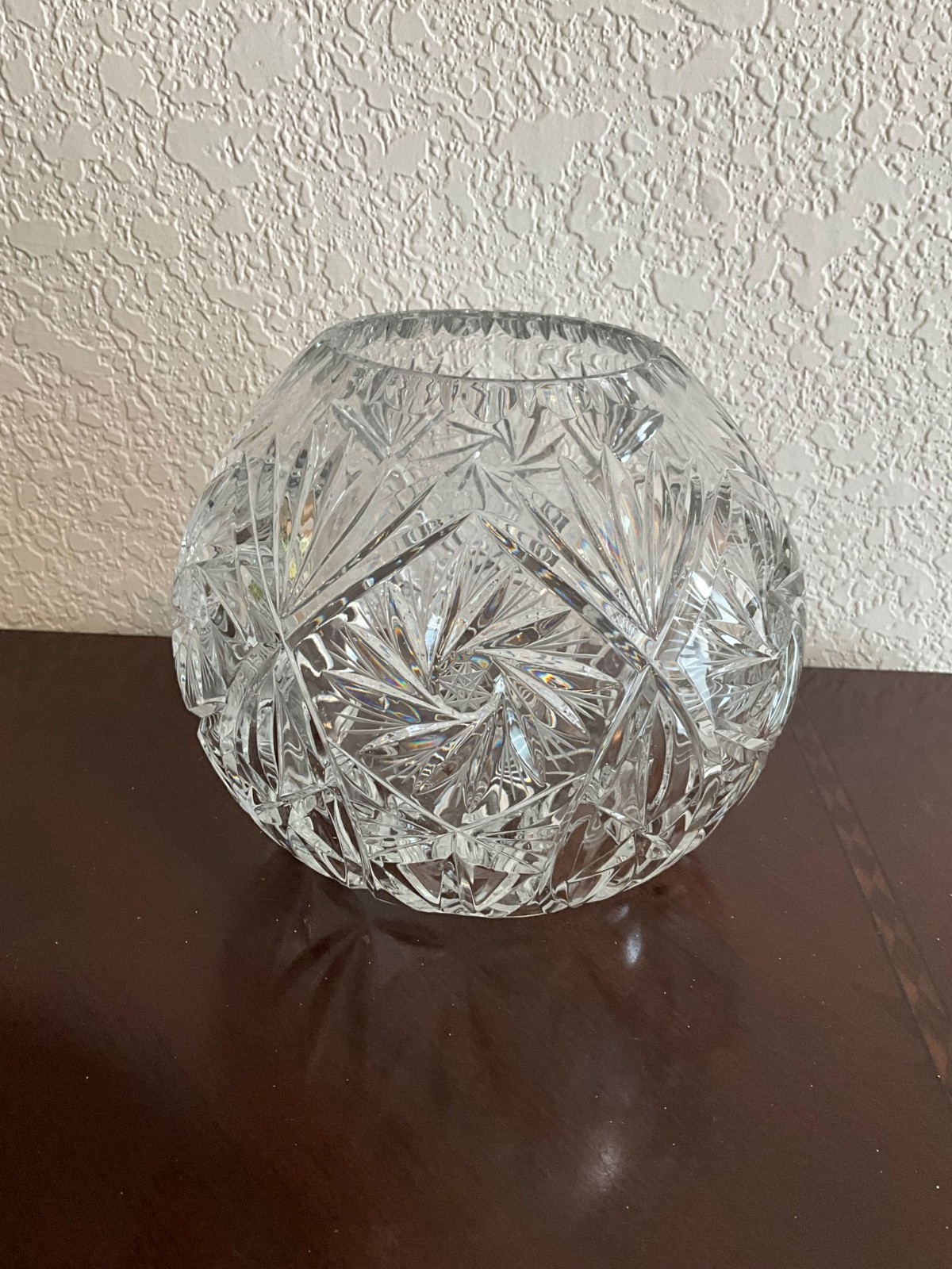 Vintage Cut Lead Crystal Rose Bowl