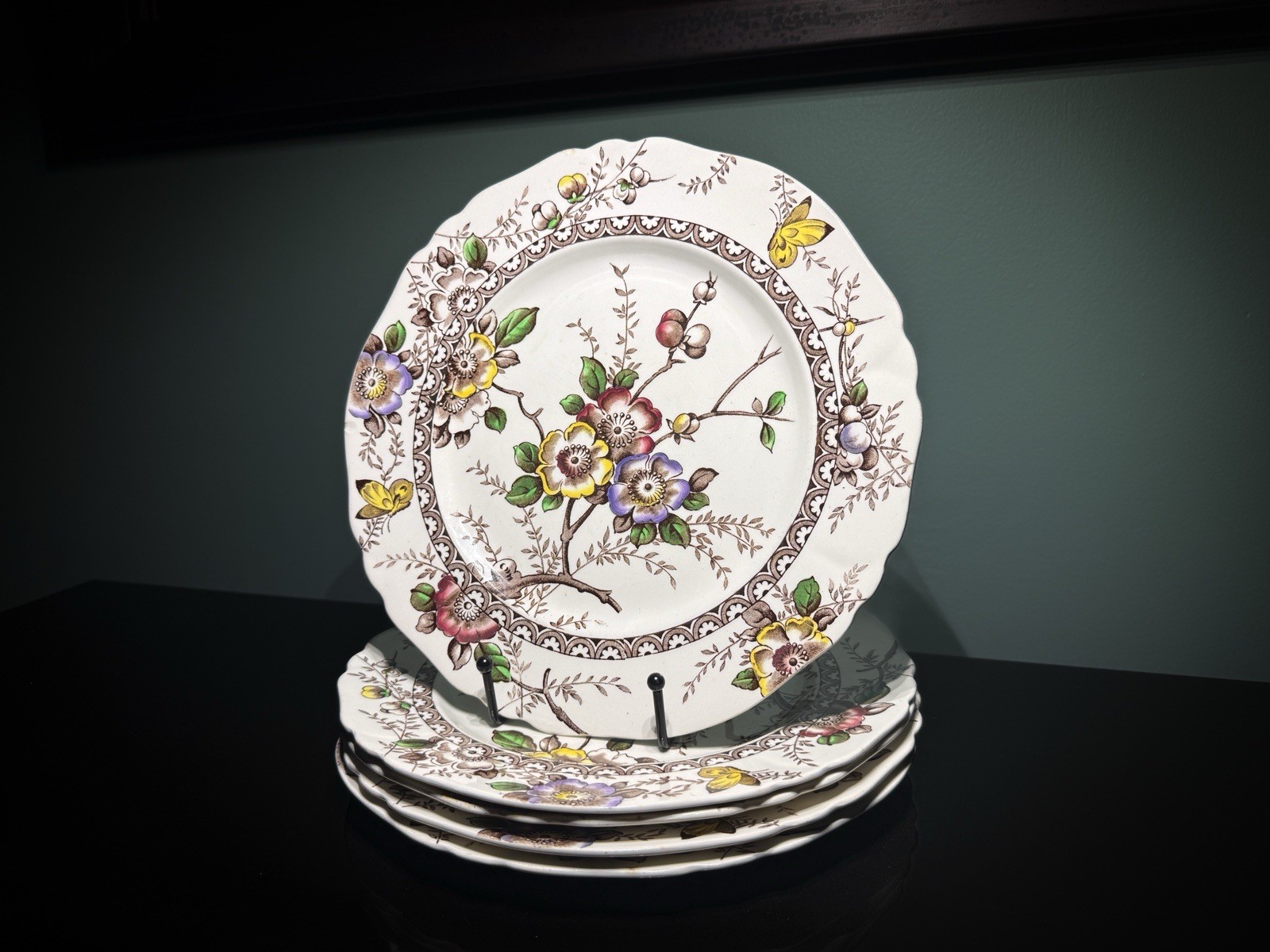 Set of 5 Alfred Meakin Medway Beautiful Dinner Plates Transferware Floral