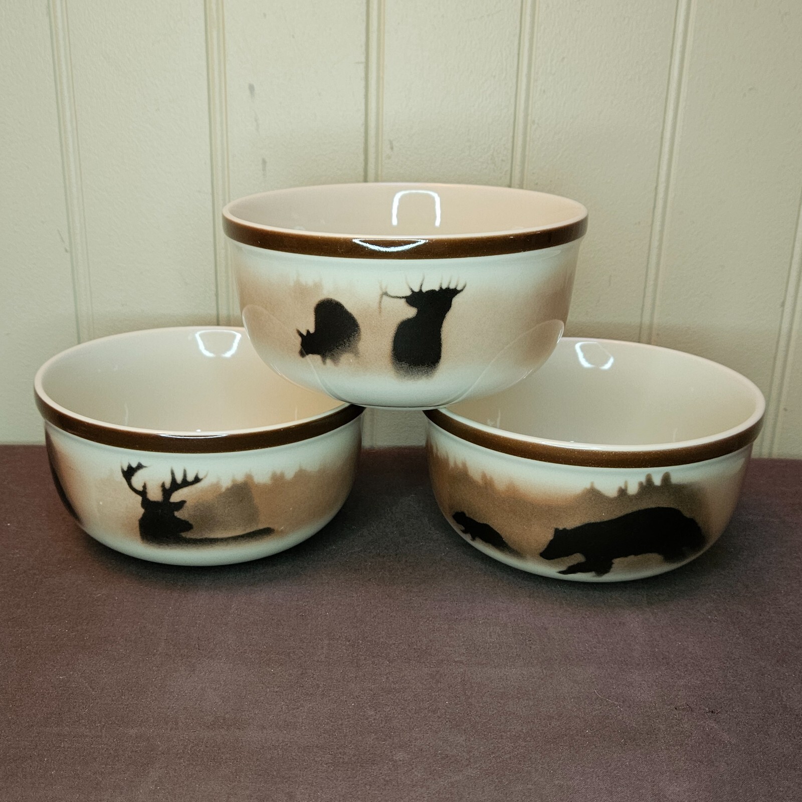 3 Big Sky Carvers High Country Harmony Stoneware Collection 5.75” Soup Bowl 2002