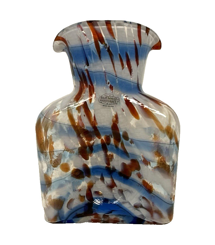 Blenko Glass Water Bottle 384 – Patriotic – Red White and Blue
