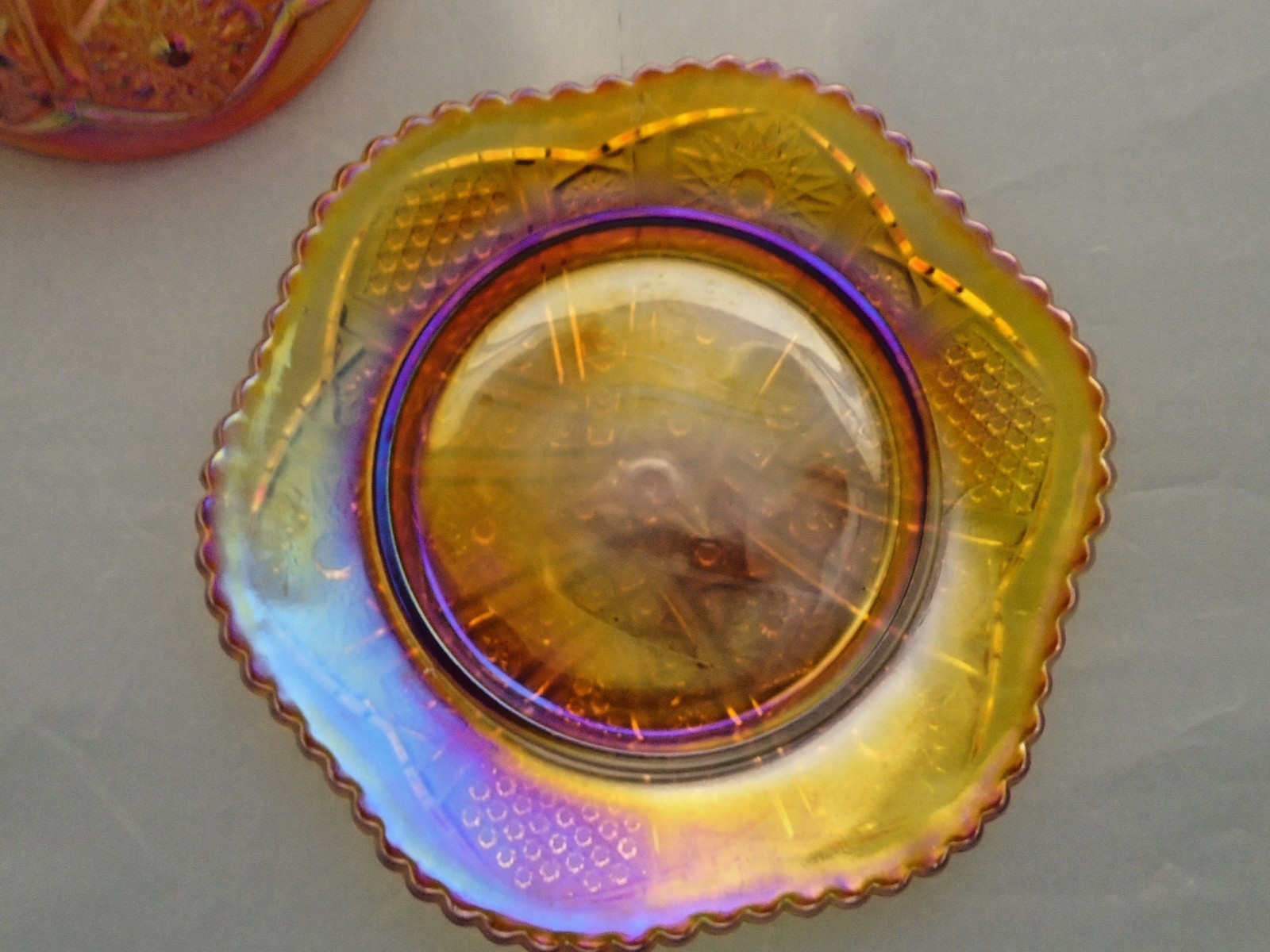 Vintage Indiana Glass Carnival Glass Sunset Red Covered Butter Dish
