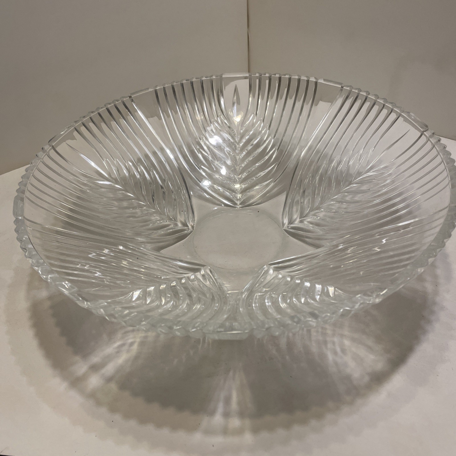 Bohemia Czech Republic Lead Crystal 13″ Centerpiece Bowl Clear Heavy Star Design