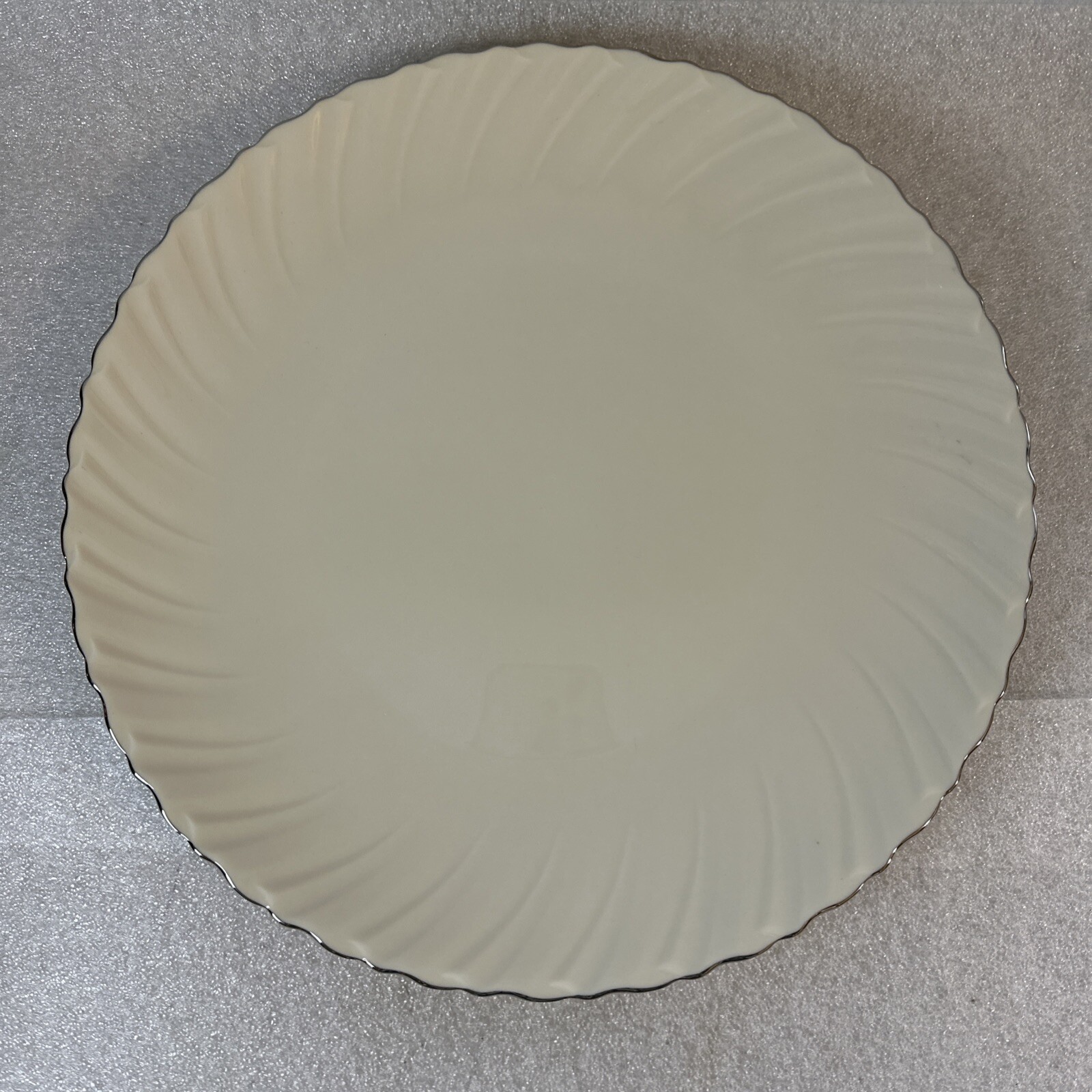 Lenox 12″ Round PLATTER Platinum Trim Embossed Swirl Trim