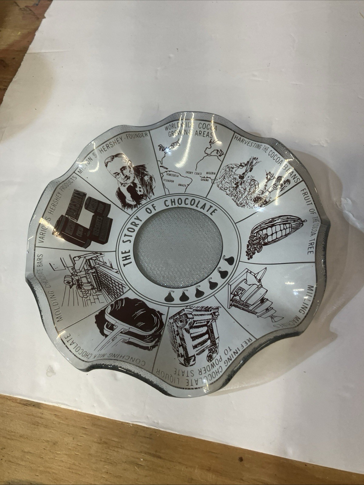 Hershey’s Mid Century Mod Style Ruffled History of Chocolate Candy Dish