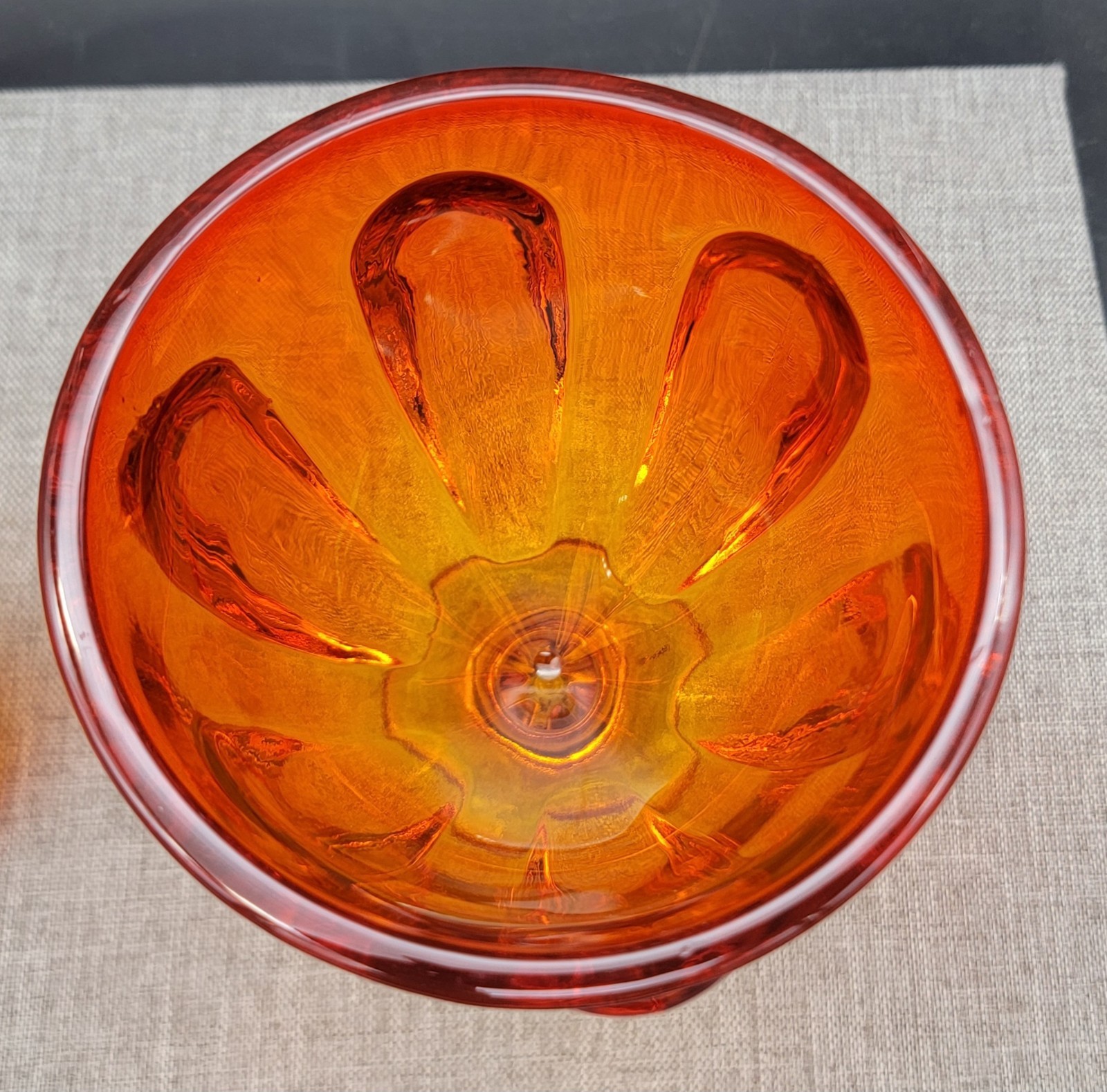 Viking Art Glass Persimmon Orange Mint Jar Candy Dish, 8″ Tall