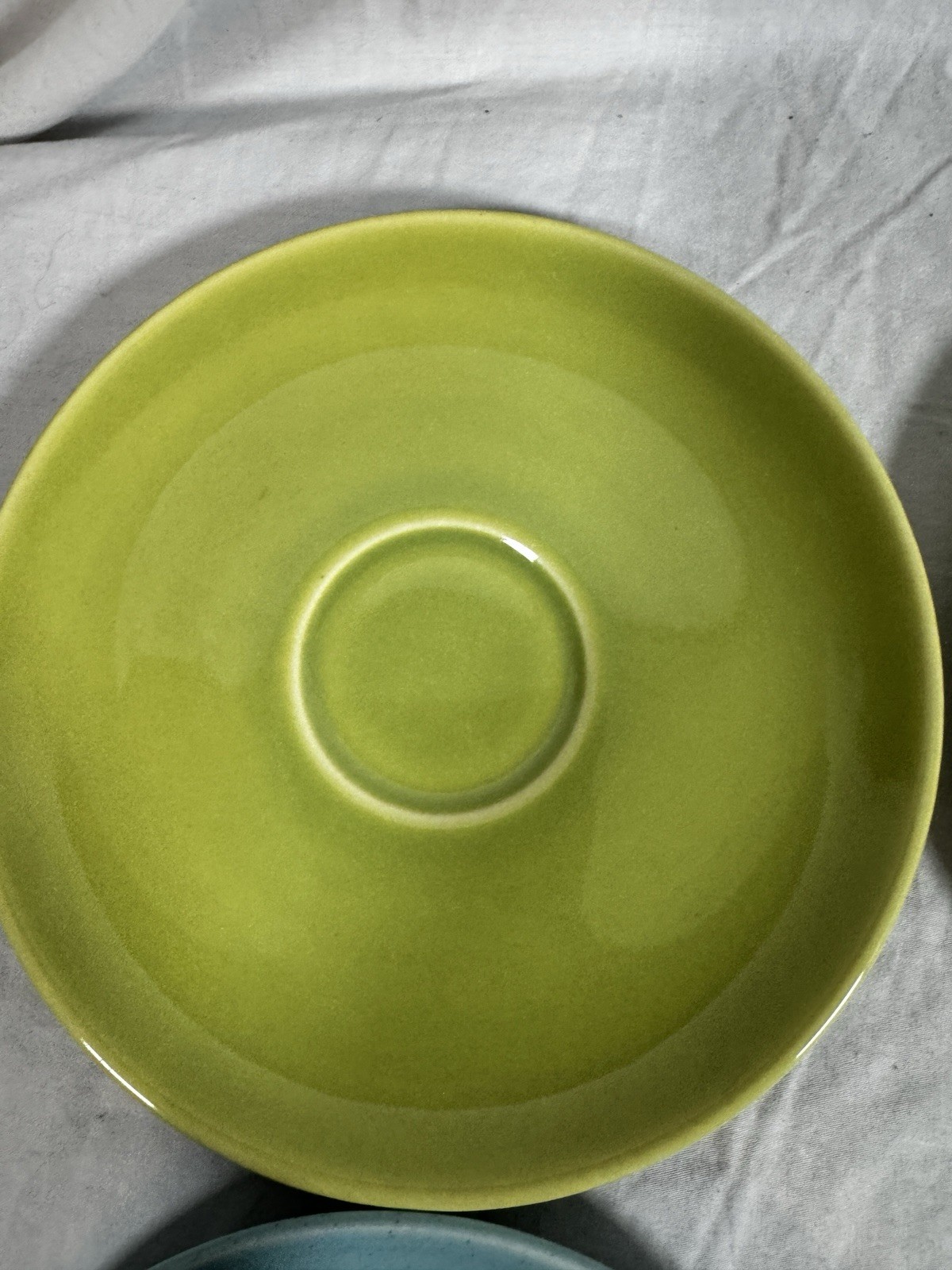 Harmony House Symphony Saucer Plates Set 4 Mid Century Green Blue 6.25”