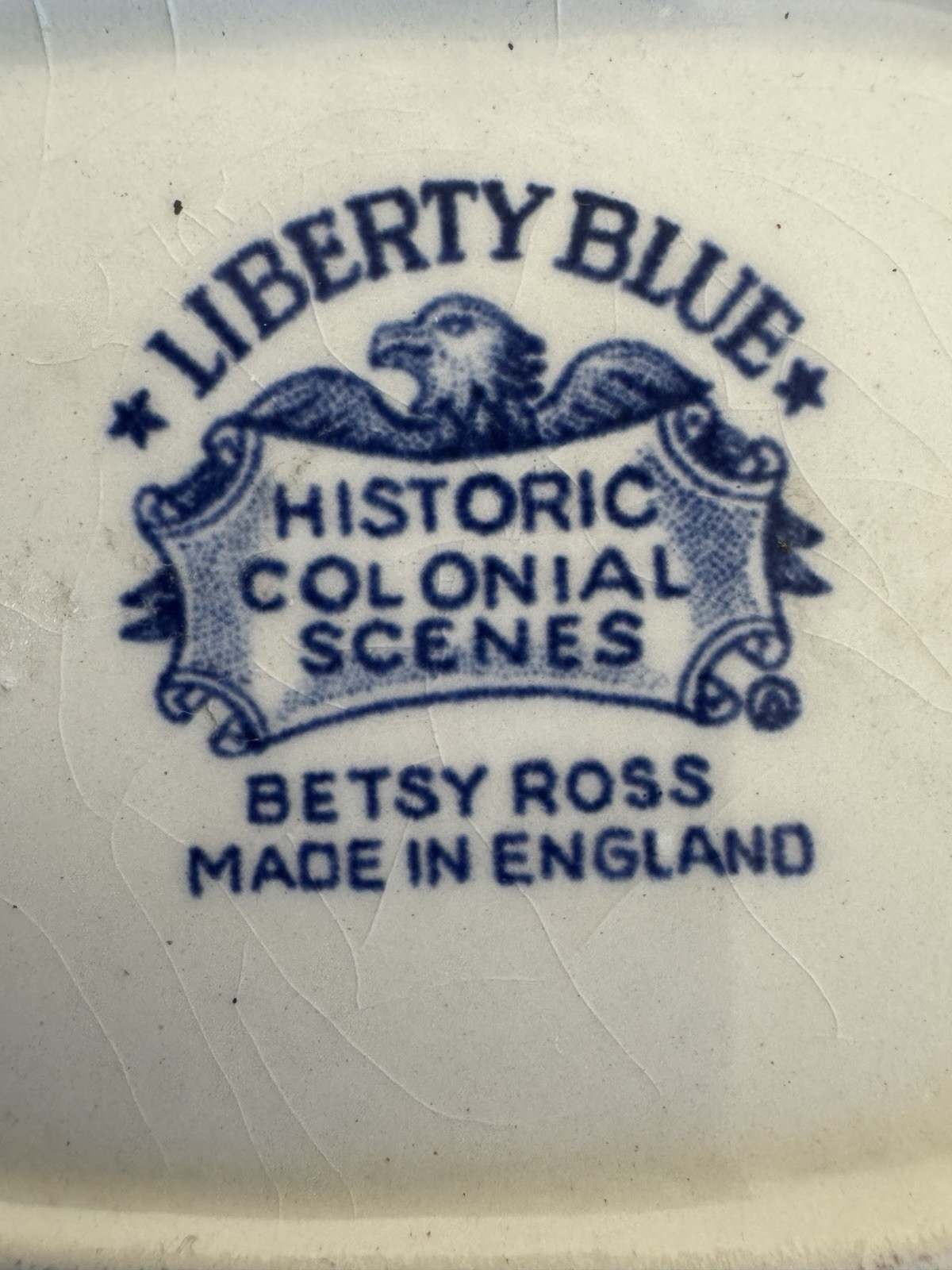 Liberty Blue Betsy Ross Tea Set Cups Creamers Sugar Bowl England Lot 9 Pc
