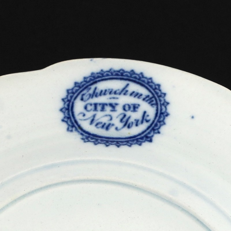 Scarce Antique Historical Staffordshire Dark Blue Transferware NEW YORK Plate