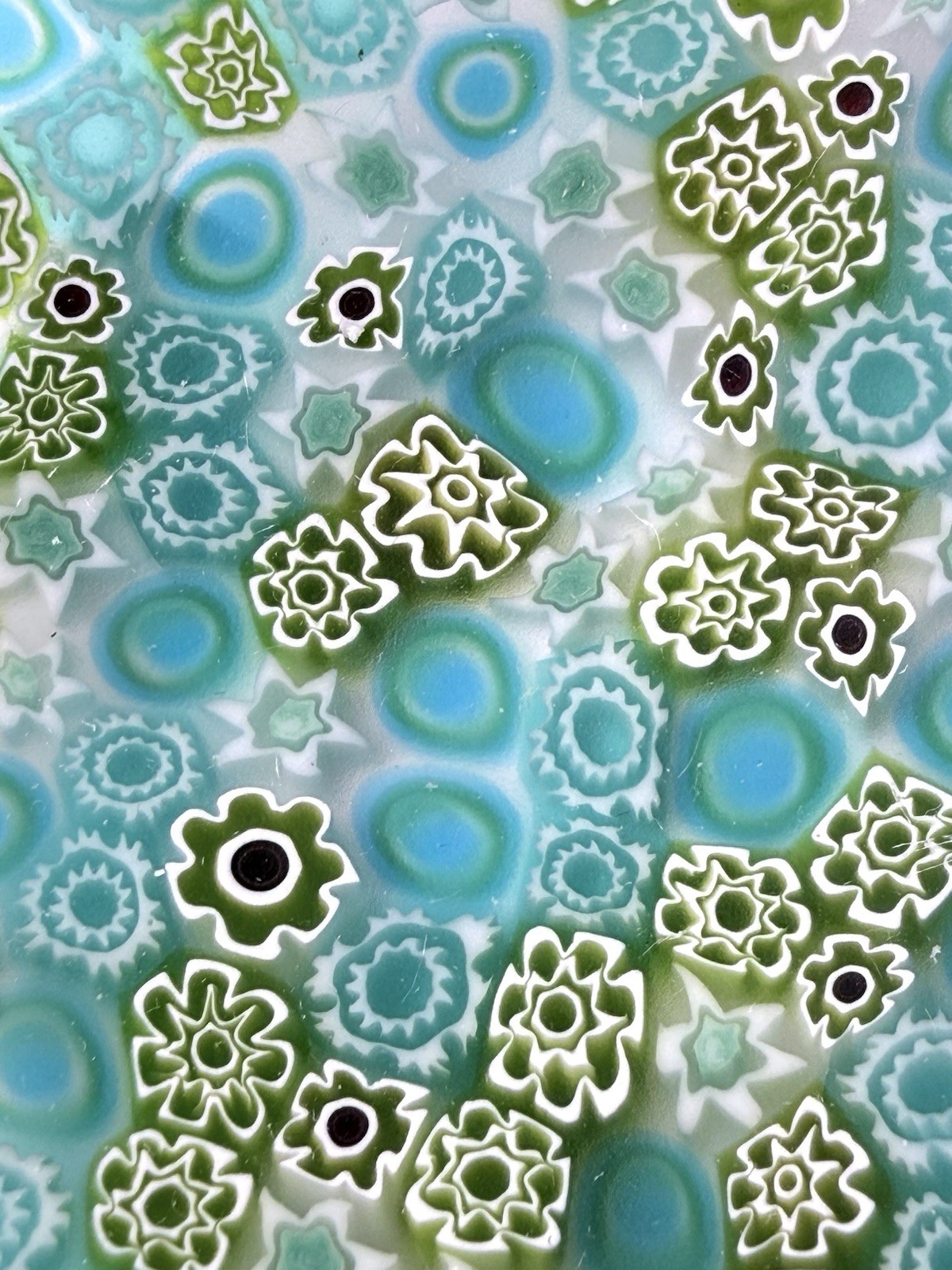 ERCOLE MORETTI Murano Millefiori Art Glass Dish Blue Green Plate Bowl Box COA