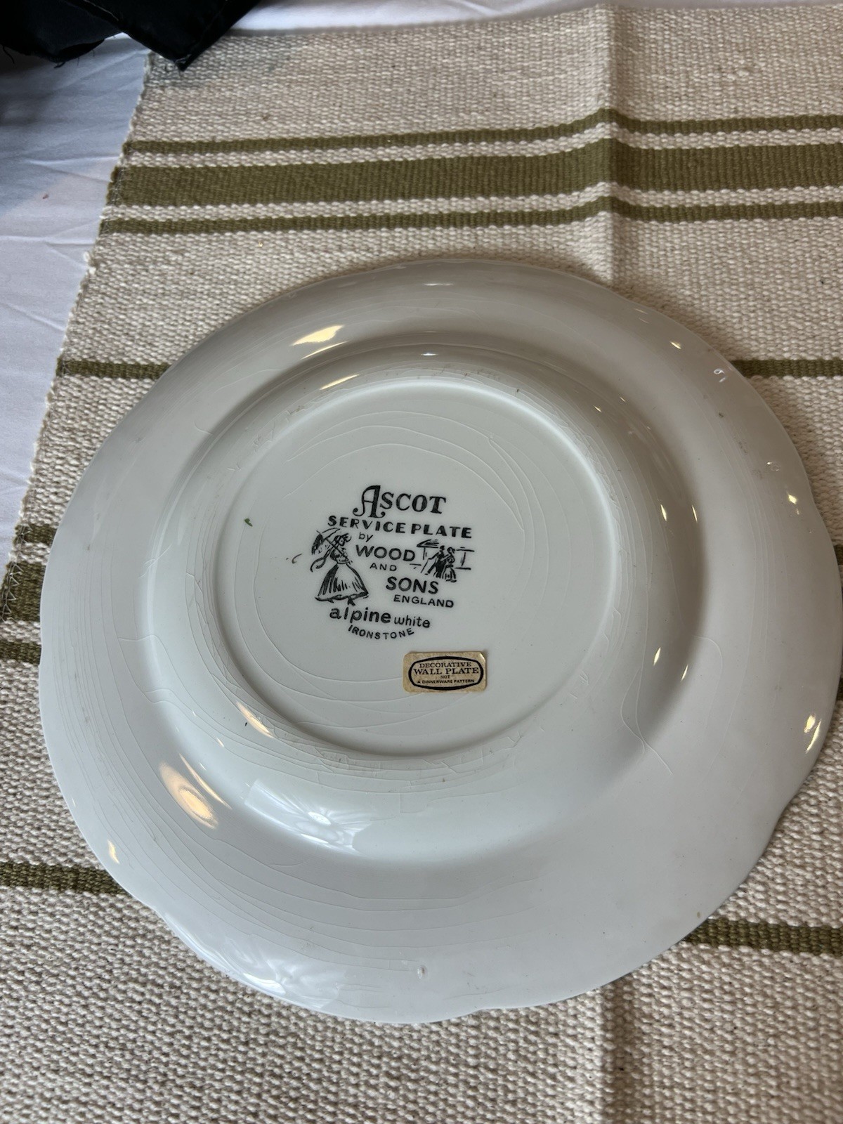 Vintage Woods and Sons Ascot Ironstone Plate: English Village Scene, Gold Trim