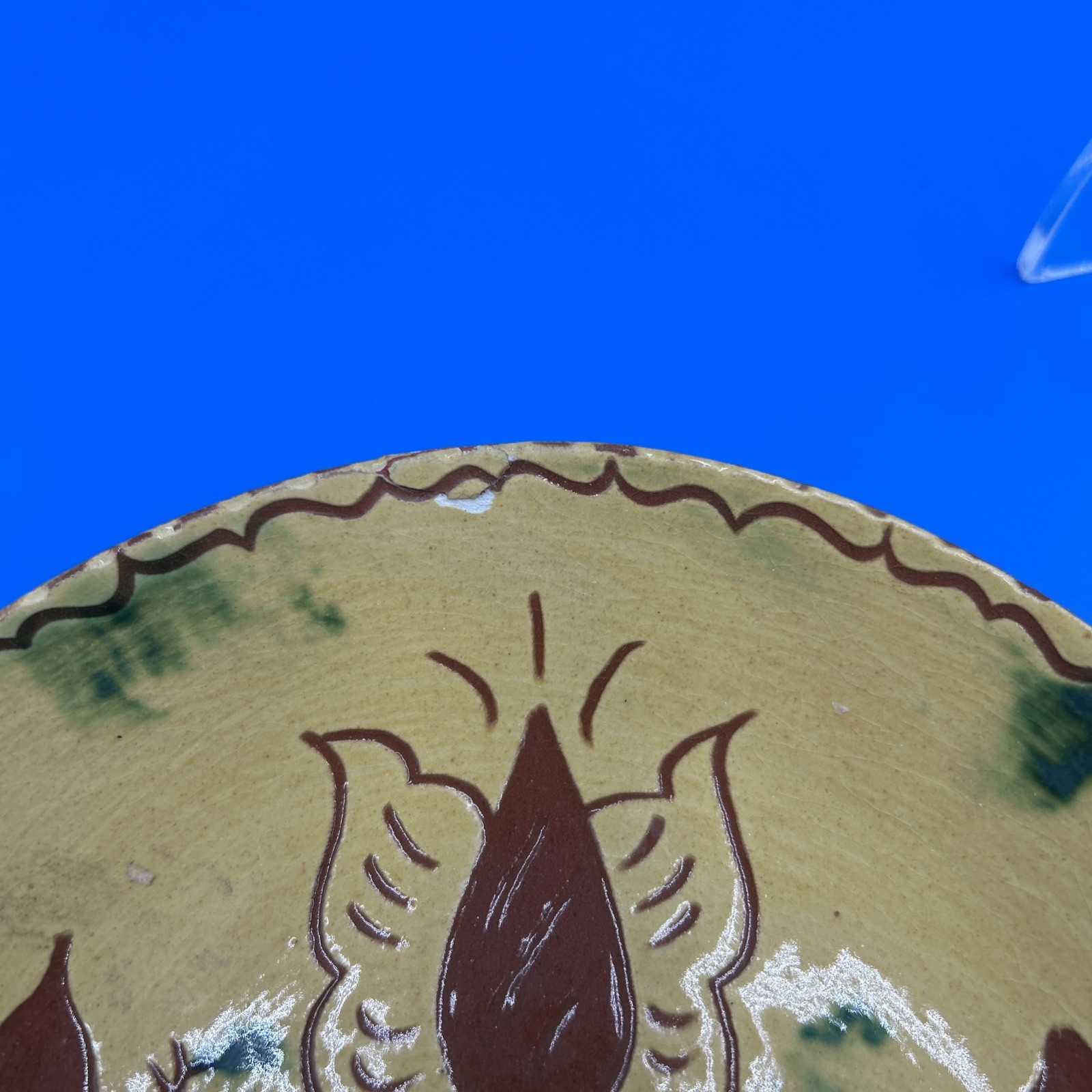 Vtg Lester Breininger TULIP FLOWER 5″ 5/8 Plate Redware Damp Pottery 1988