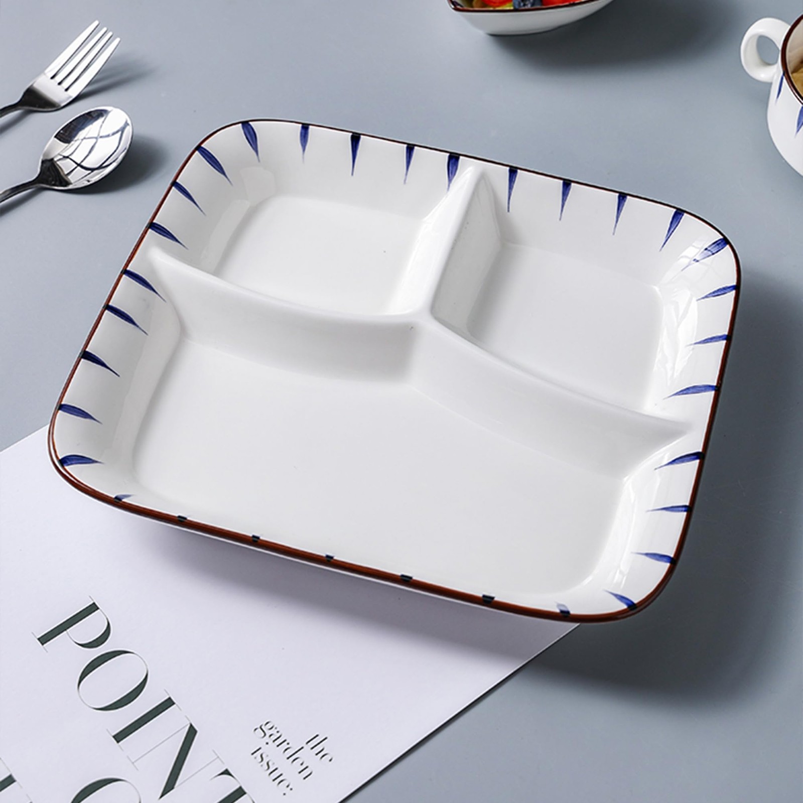 Acyhggi Ceramic Divided Porcelain – 10 Inch Breakfast Lunch Bowl Portion