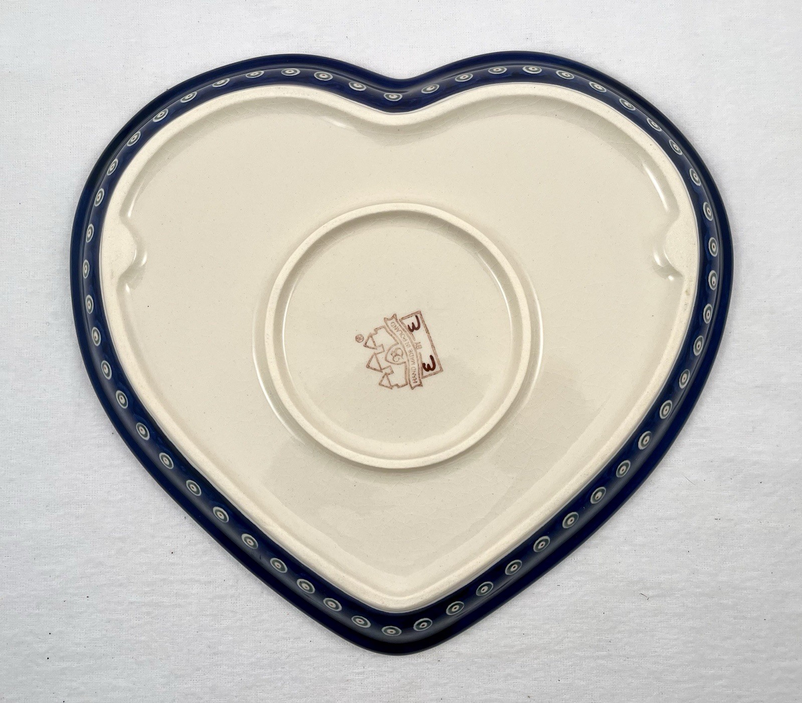 POLISH POTTERY Heart-Shaped Plate Dish Zakłady Ceramiczne Bolesławiec