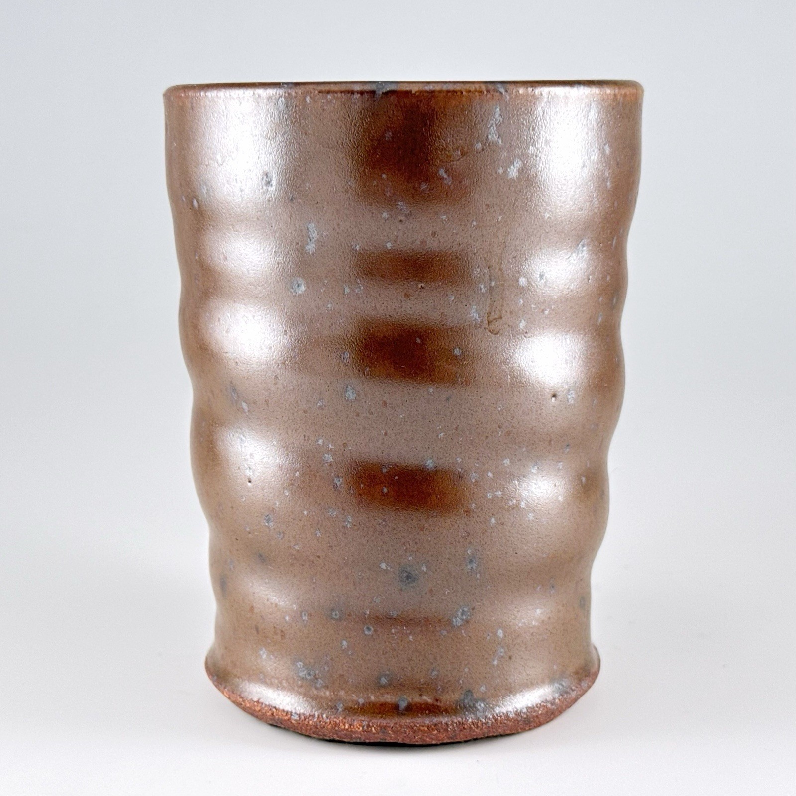 Vtg McP Stoneware Pottery Mug, 16oz Ceramic Coffee Cup Iron Oxide Metallic Brown