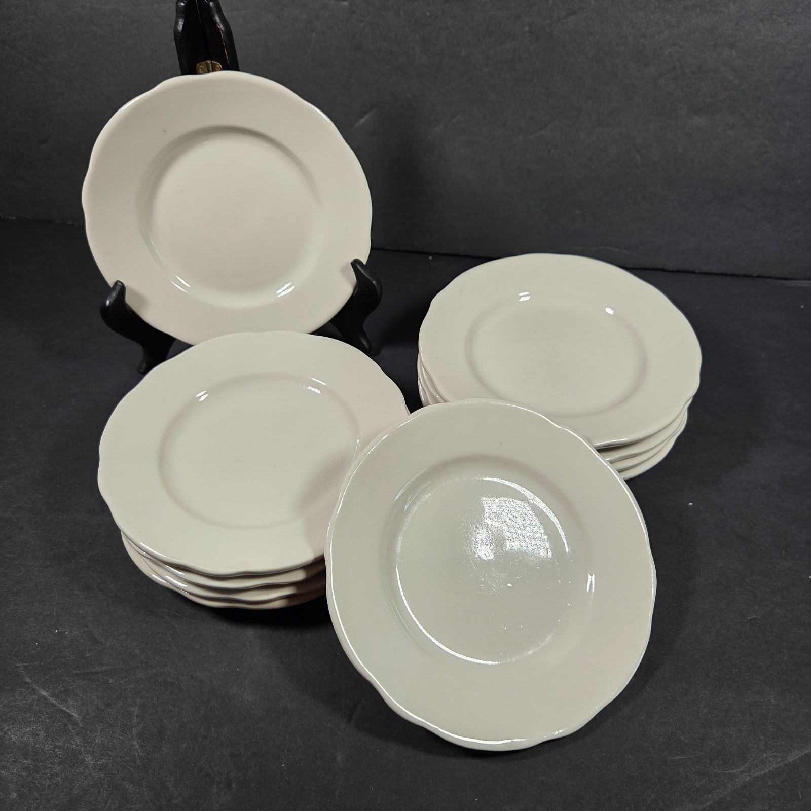 Set of 10 White Scalloped Bread & Butter Plates 6.25in Side Dessert Dishes