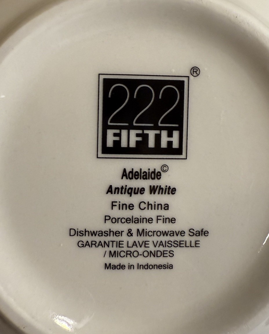 222 Fifth Adelaide Antique White Porcelain Soup Cereal Bowls Set of Four New