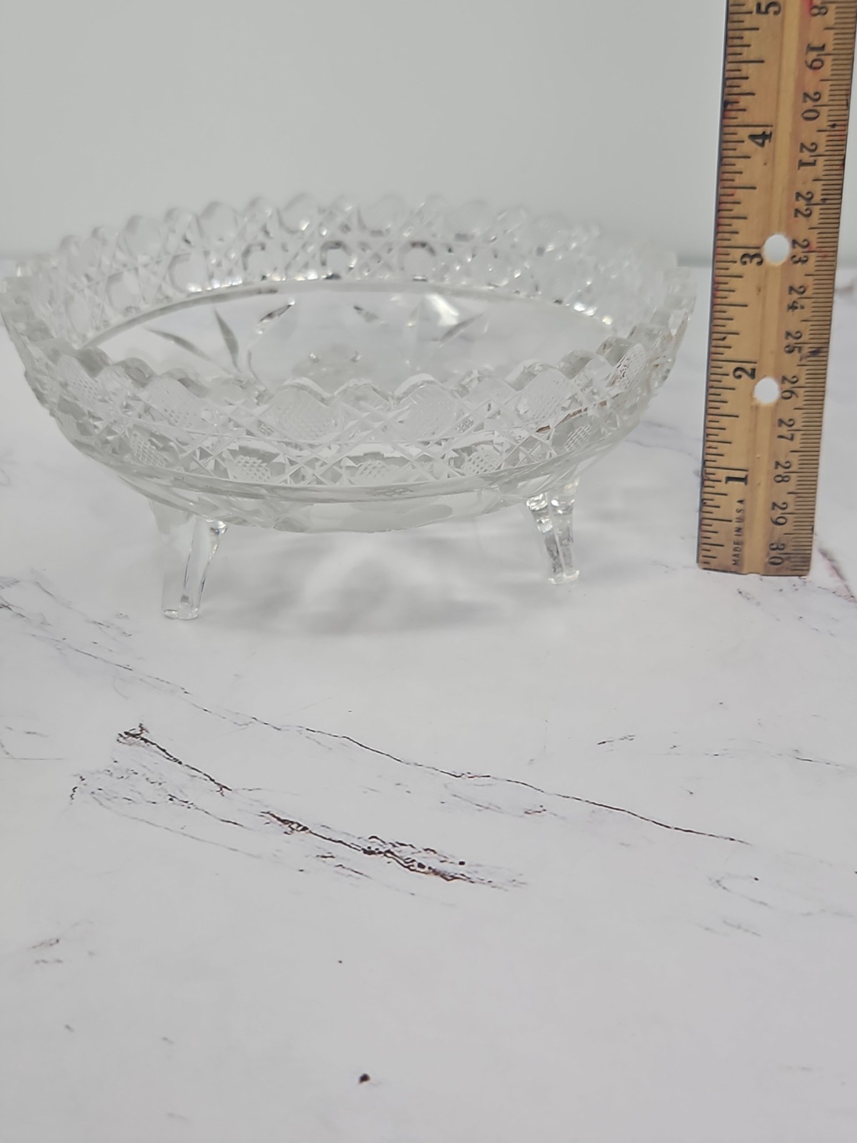 ABP Footed Bowl American Brilliant Meriden Shirley Pedestal Sawtooth 6″ Vintage