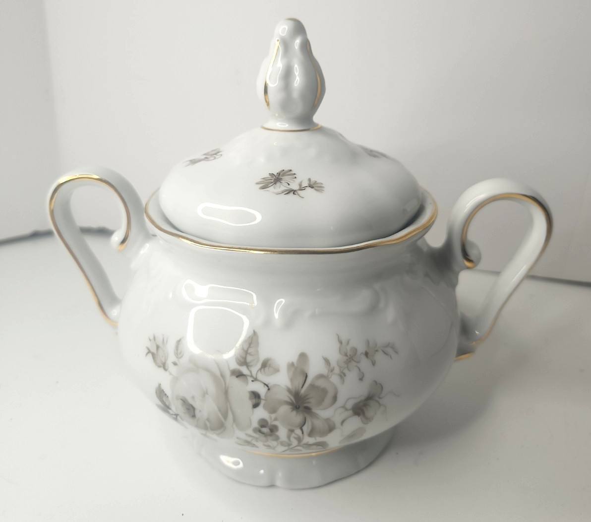 Vintage Winterling Bavaria Empress Sugar Bowl Floral Porcelain Gold Trim