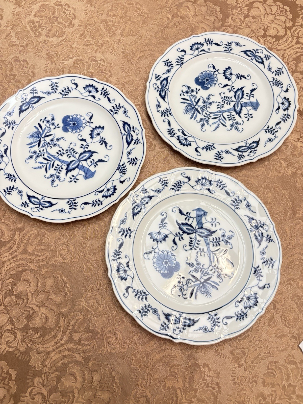 BLUE DANUBE 3 DINNER PLATES 10 3/8″ RECTANGLE BACKSTAMP