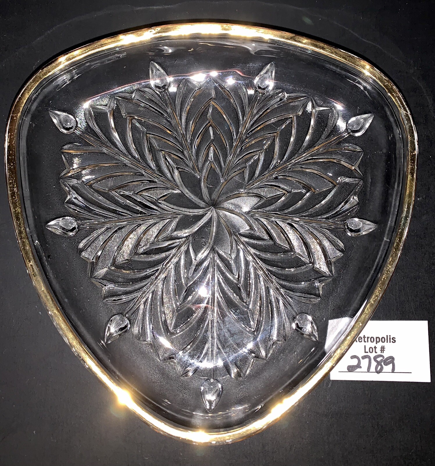 7 Jeannette Glass Plates FEATHER Gold Trim Candy Nut Dishes Vintage