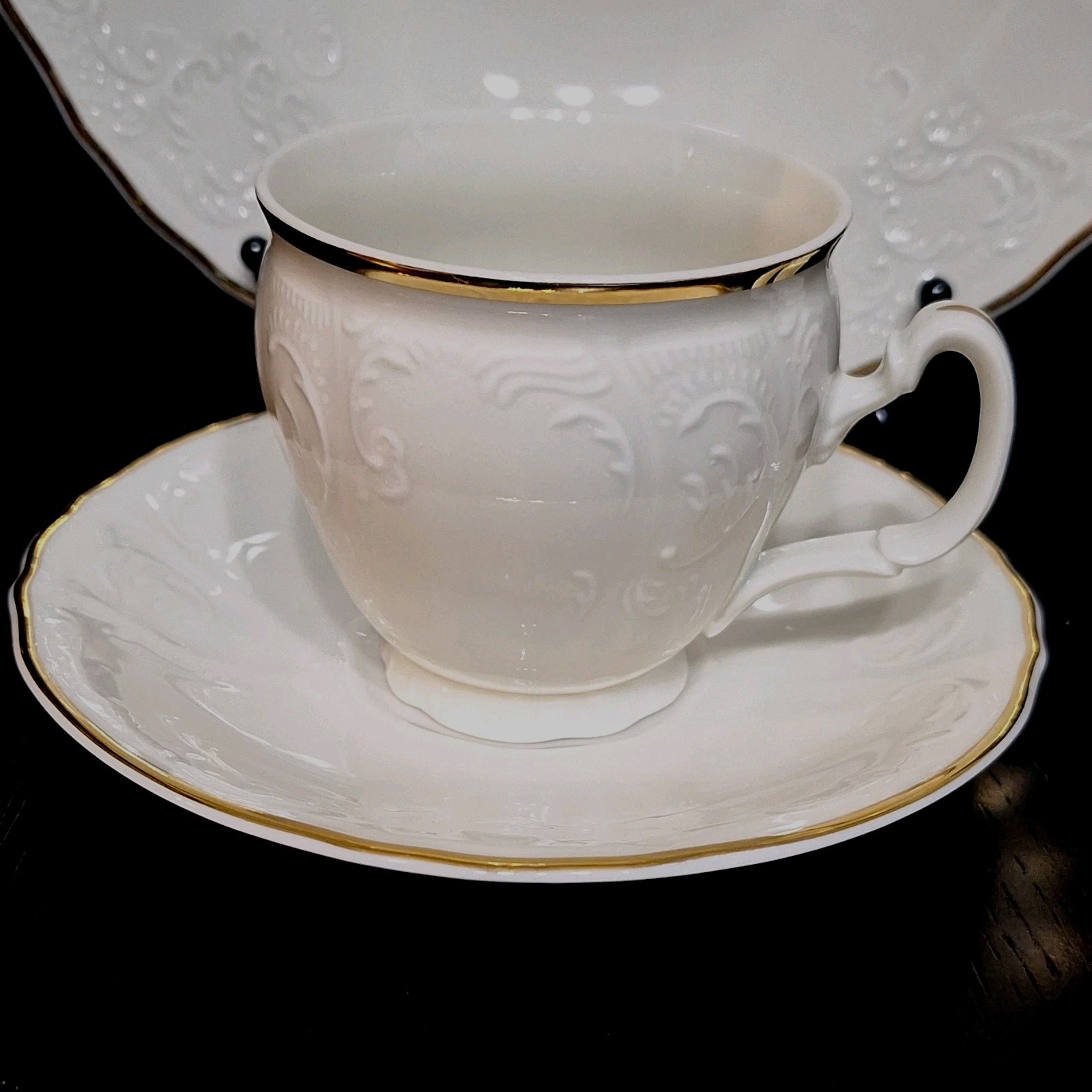 Baum Bros TM Bernadotte Ivory Porcelain Luncheon Set Salad Plate Bowl Cup Saucer