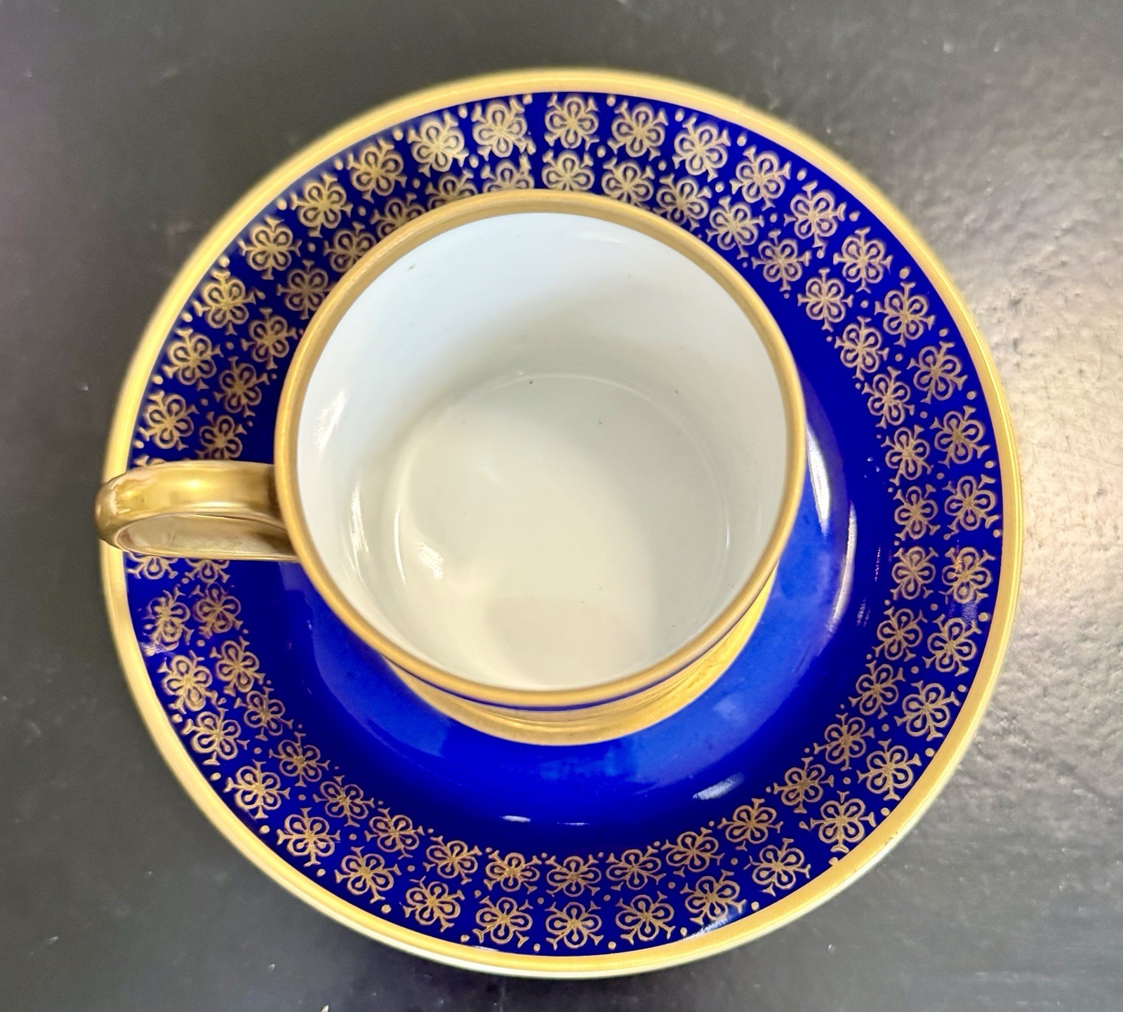 Vintage Reichenbach Echt Kobalt Demitasse Cup & Saucer Cobalt Blue Gold GDR EUC