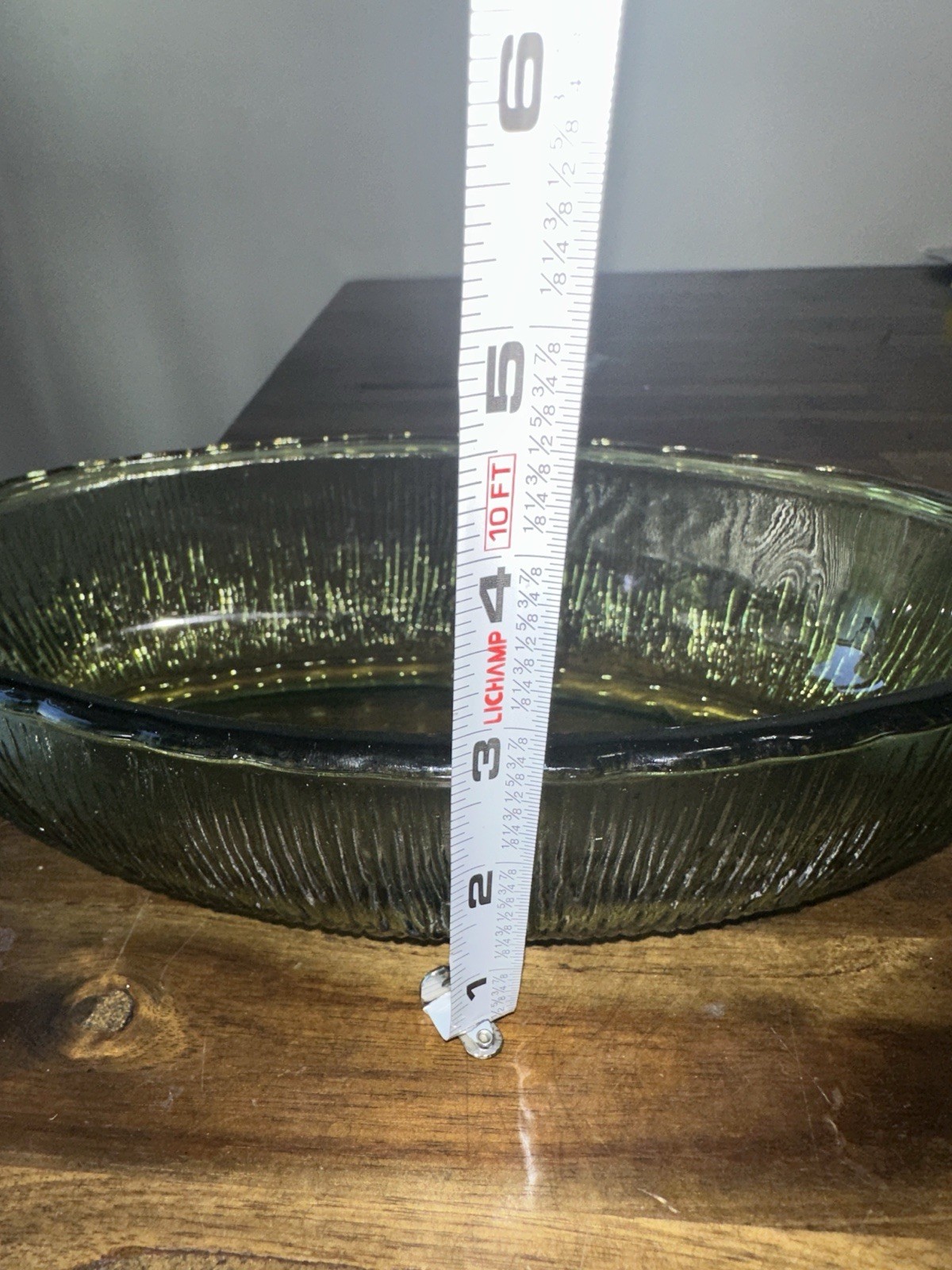 VTG FTD Avocado Green Glass Relish Dish Oval Serving Bowl Textured