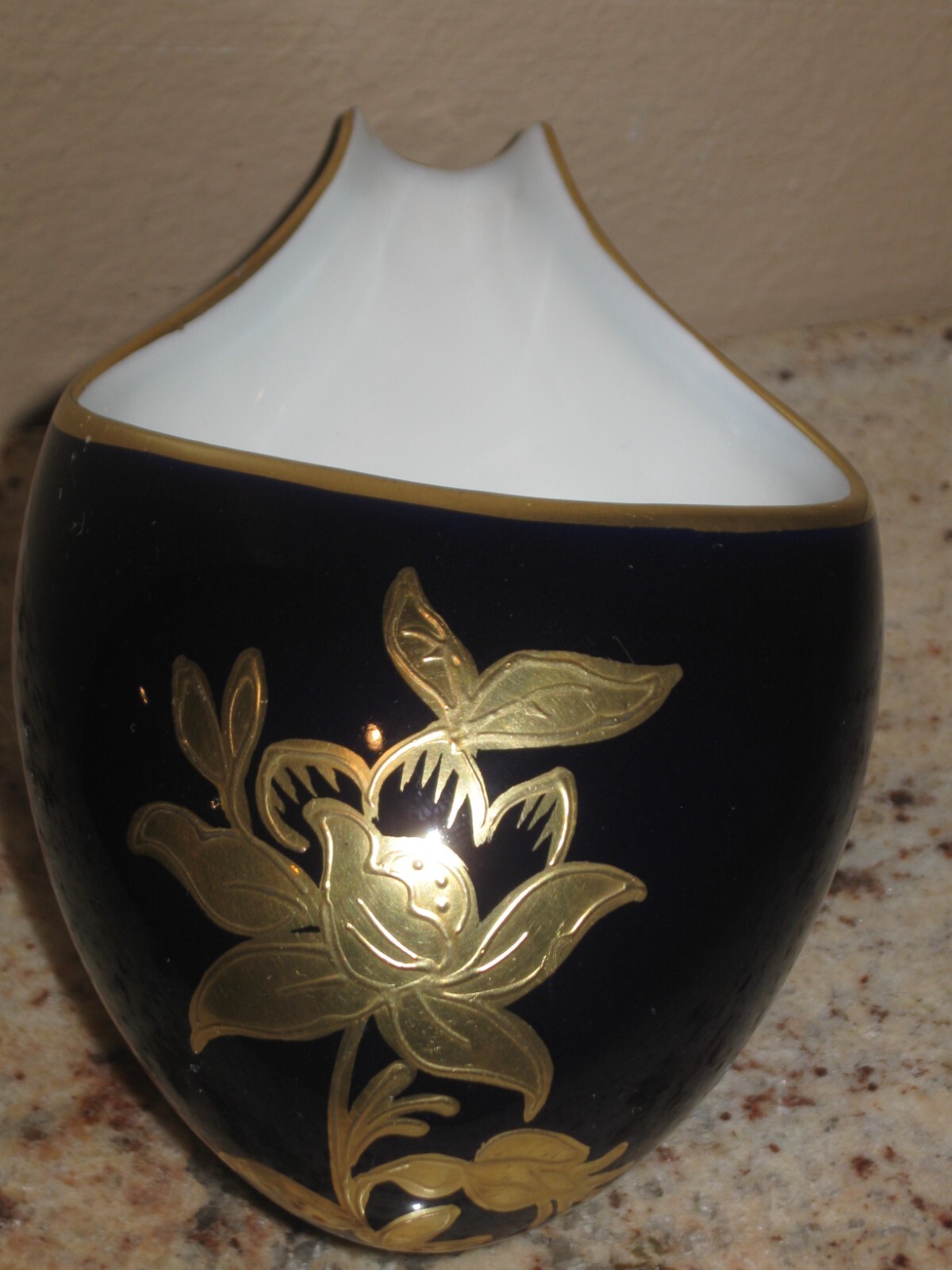 ECHT KOBALT JLMENAU COBALT BLUE GOLD FLORAL DESIGN GERMANY SPOONREST