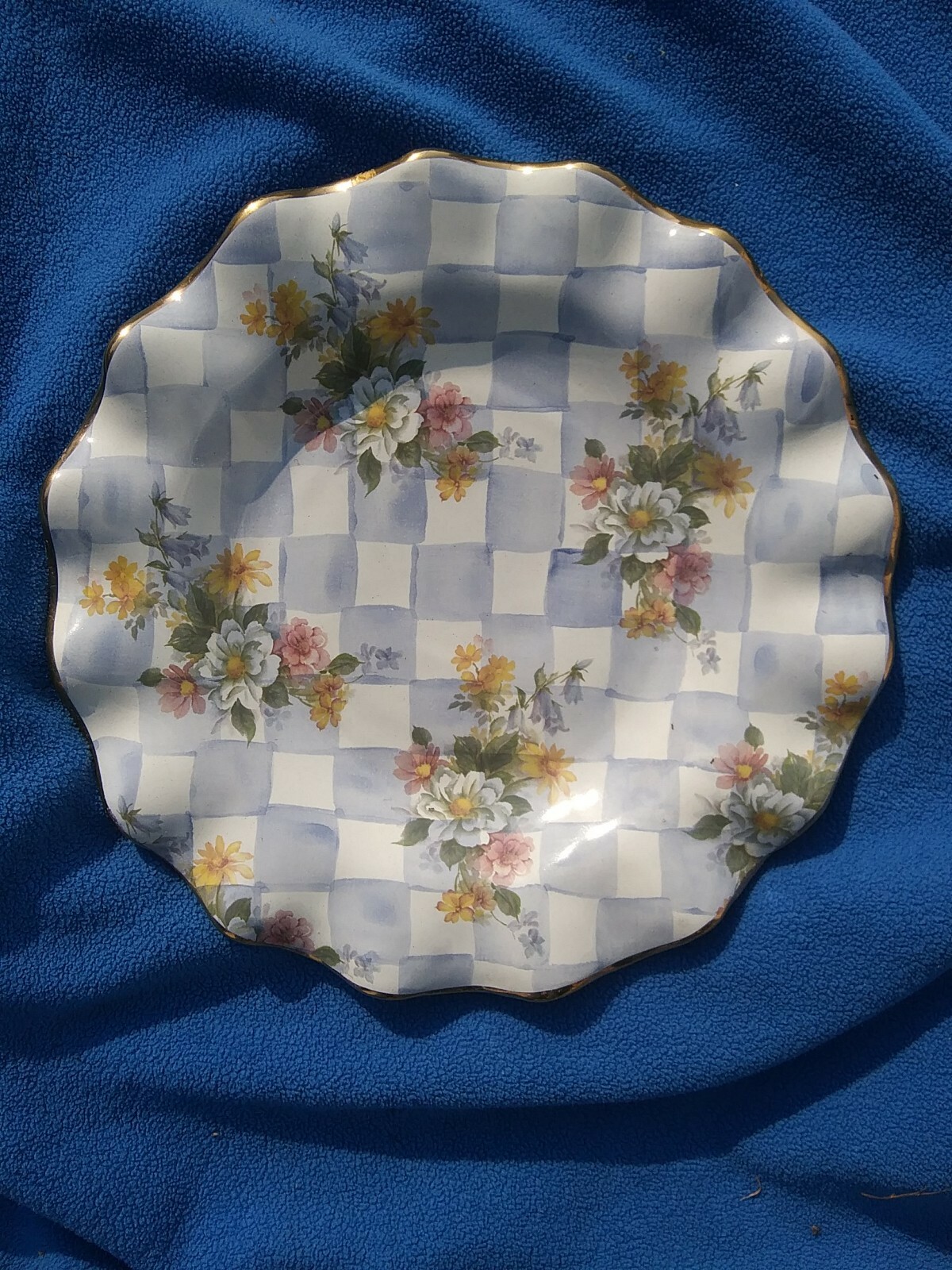 Mackenzie Childs morning glory 11″ DINNER PLATE FLUTED gold MACKENZIE McKenzie