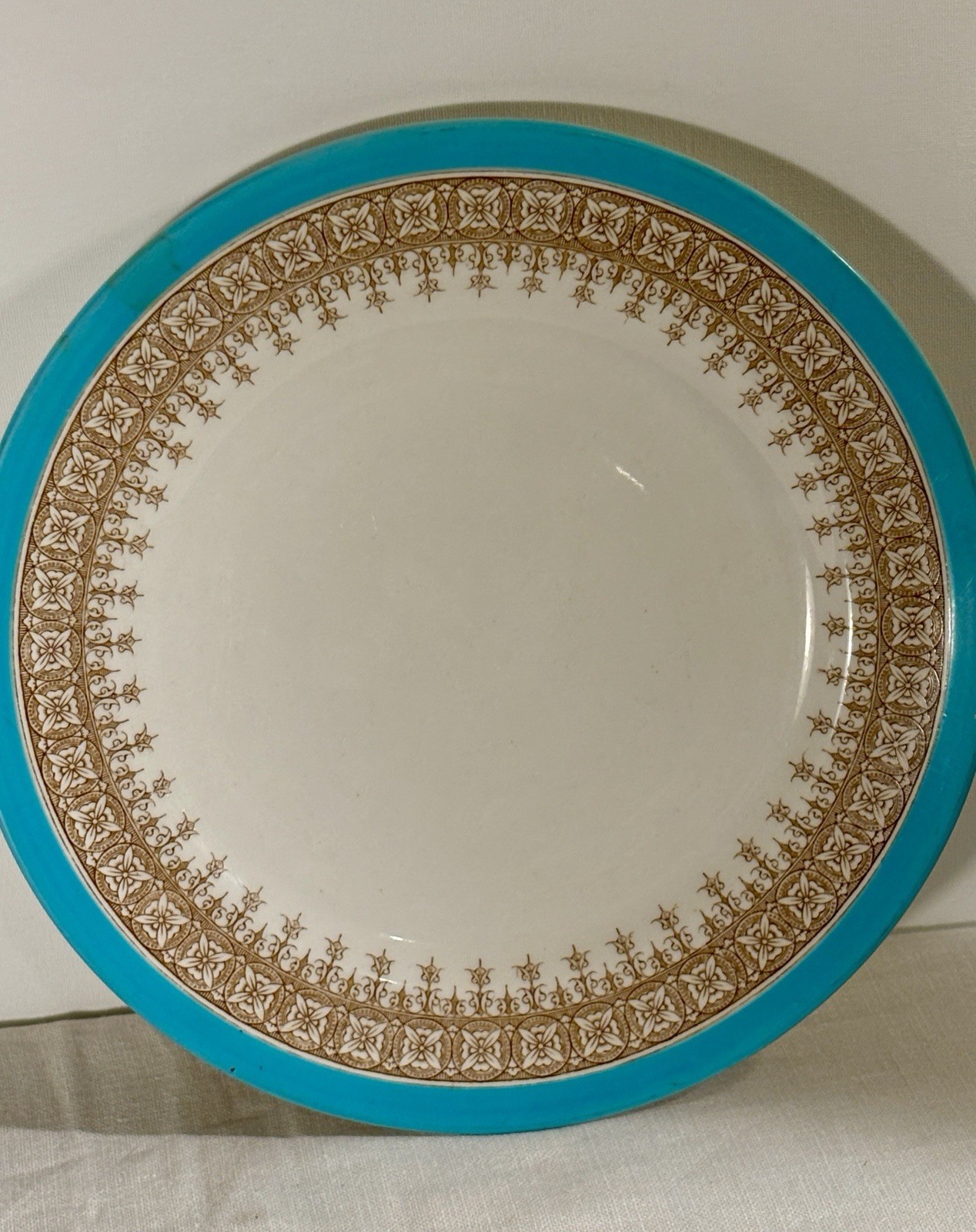 4 Antique Turquoise Gold & Cream Royal Worcester 9” Plates Circa 1888 Pat #2313
